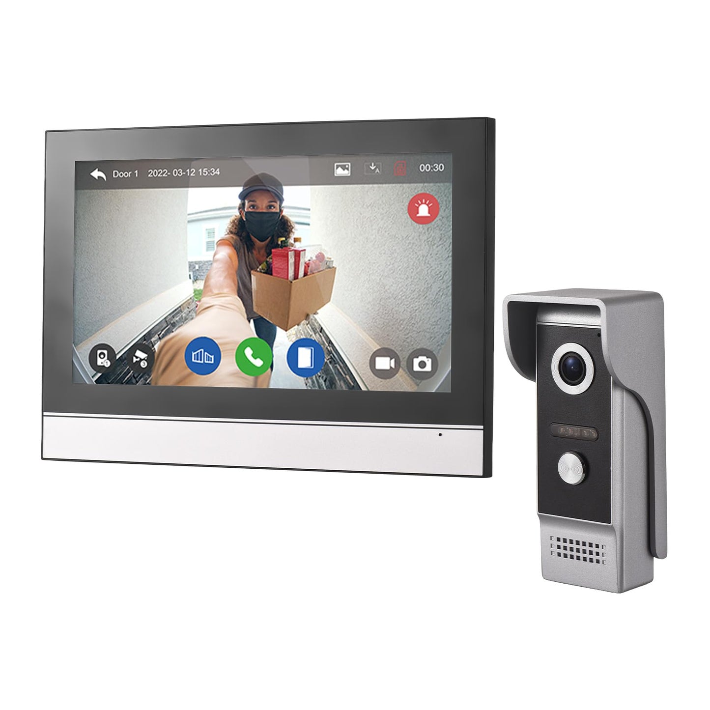 Swokely WiFi Video Intercom System, Video Doorbell Camera with Monitor Wireless,1080P IR & Night Vision Camera, 10 Inch Touch Screen Support TY APP, 2-Way Audio, Electronic Photo Frame, Waterproof