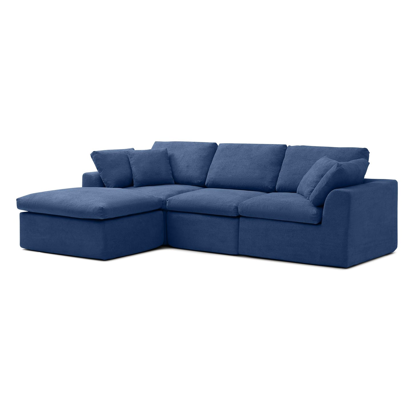 111-Inch L-Shaped Modular Boneless Cloud Sectional Sofa 4 Seat Floor Foam Sofa Couches Deep Seat with Ottoman,Comfy Fabric Upholstered 4 PCS Compressed Cloud Couch