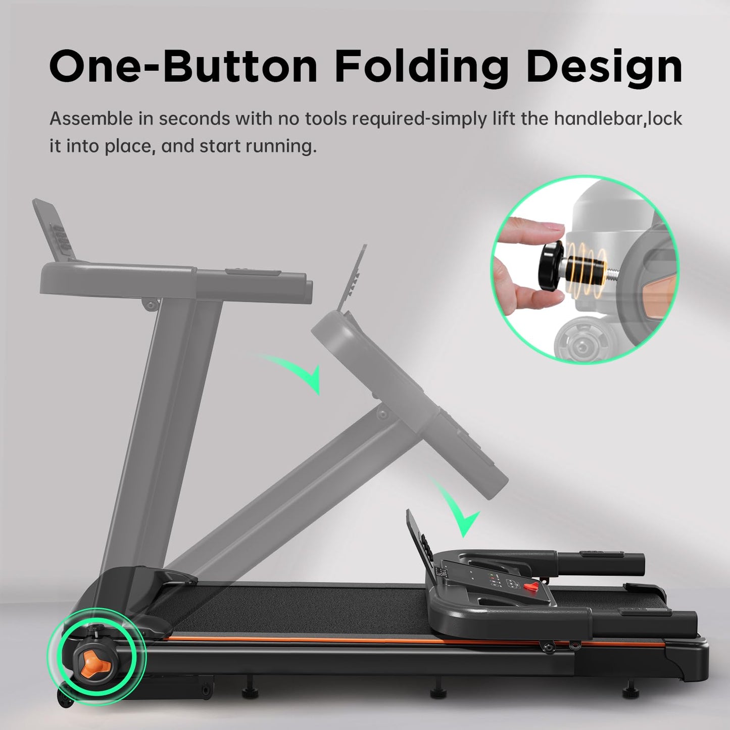 YUEJIQI 3220S Treadmills for Home, 15% Auto Incline, 3.5HP Quiet Brushless, 300Lbs Capacity, 16"x42" Wide Running Belt, Max 8.5 MPH, One-Touch Folding Treadmill with Bluetooth APP & Pulse Monitor