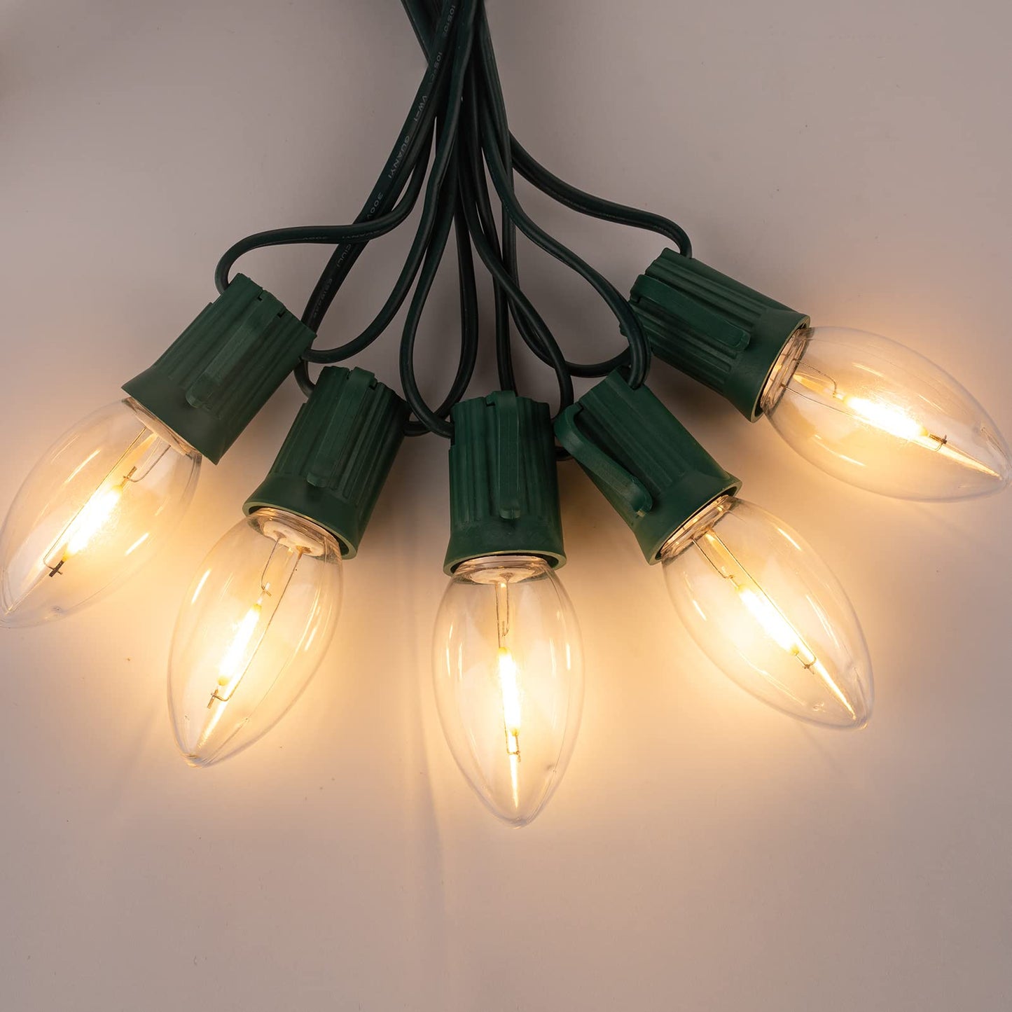 Minetom C9 LED Christmas Light Bulbs, 50 Pack, Shatterproof, Warm White, E17 Base