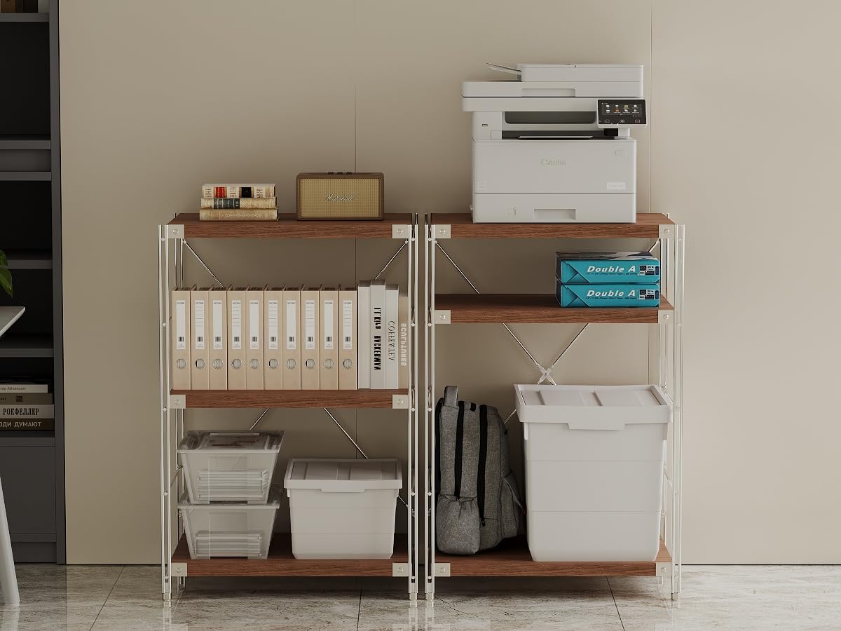 Achene 3-Tier Retro Industrial Bookshelf, Wood and Metal Shelf Unit, Storage Bookcase for Living Room, Bedroom, Home Office, Study Room, and Kitchen, 15.75"x23.62"x35.43" Inches