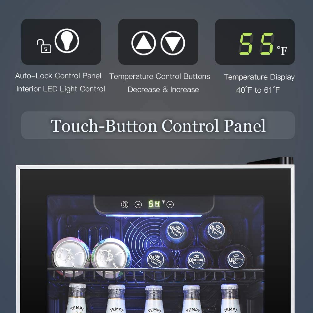 Antarctic Star Beverage Refrigerator Cooler -120 Can Mini Fridge Glass Door for Soda Beer or Wine Constant Glass Door Small Drink Dispenser Clear Front for Home, Office Bar 3.2cu.ft