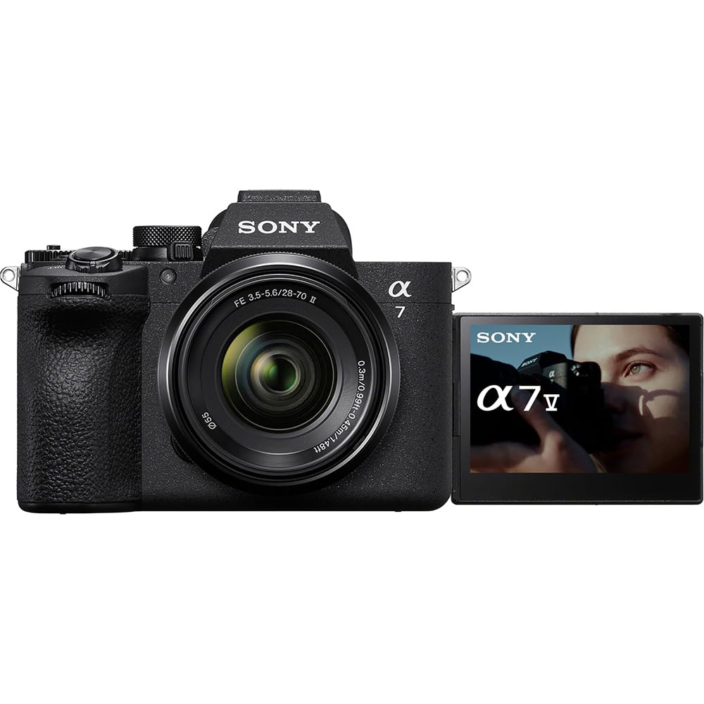 Sony ILCE-7M5M/B a7 V Full-Frame Mirrorless Camera with 28-70mm II Lens Bundle with Flash Speedlight, 72" Monopod, Wrist Grip Strap, 64GB Card, Corel Photo Video Suite, Deco Photo Camera Bag + More