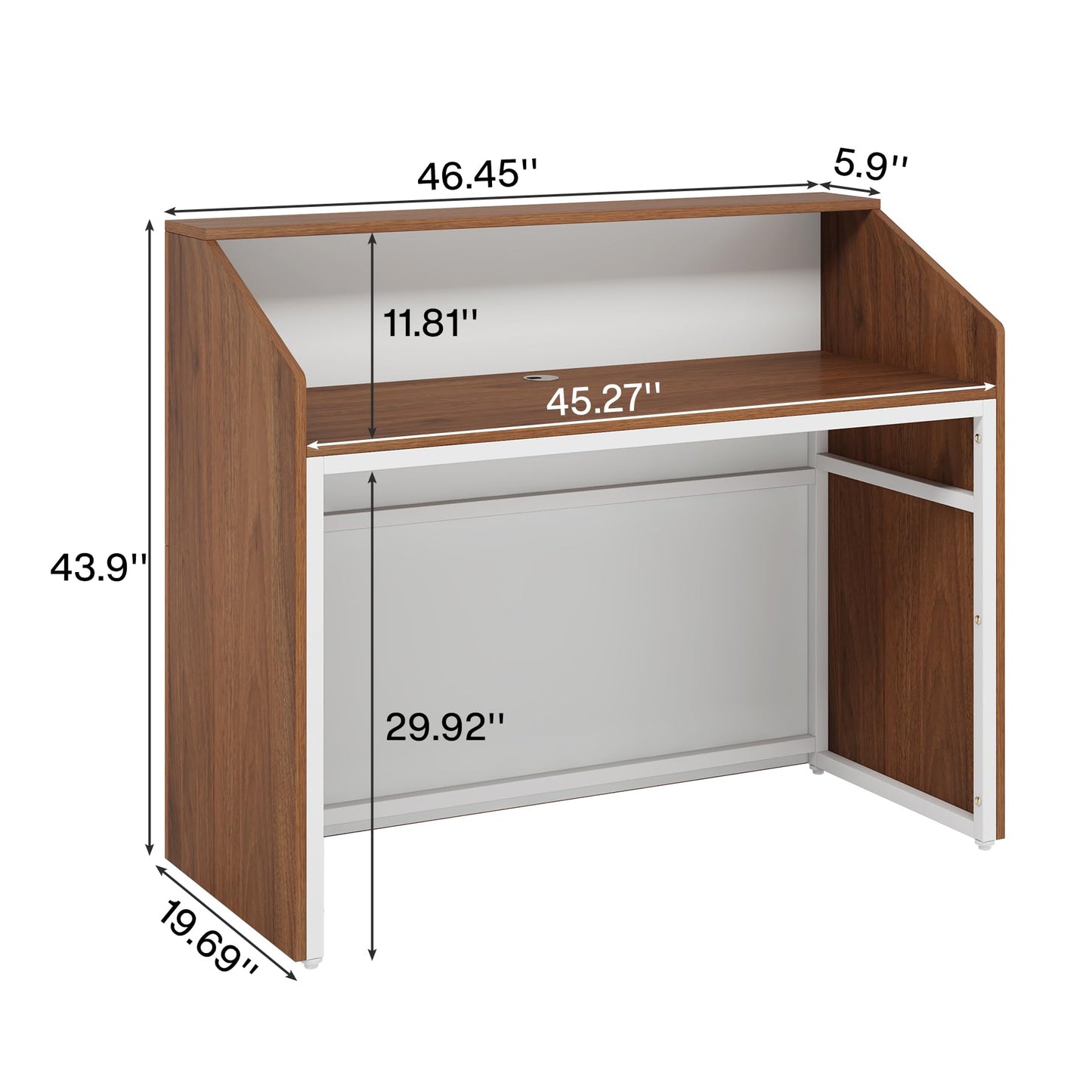 Tribesigns Reception Desk with Counter, Modern Front Desk Reception Room Table with Cable Grommet, 47 inch Retail Counter for Checkout, Lobby, Beauty Salon, Home Office Desk, Walnut