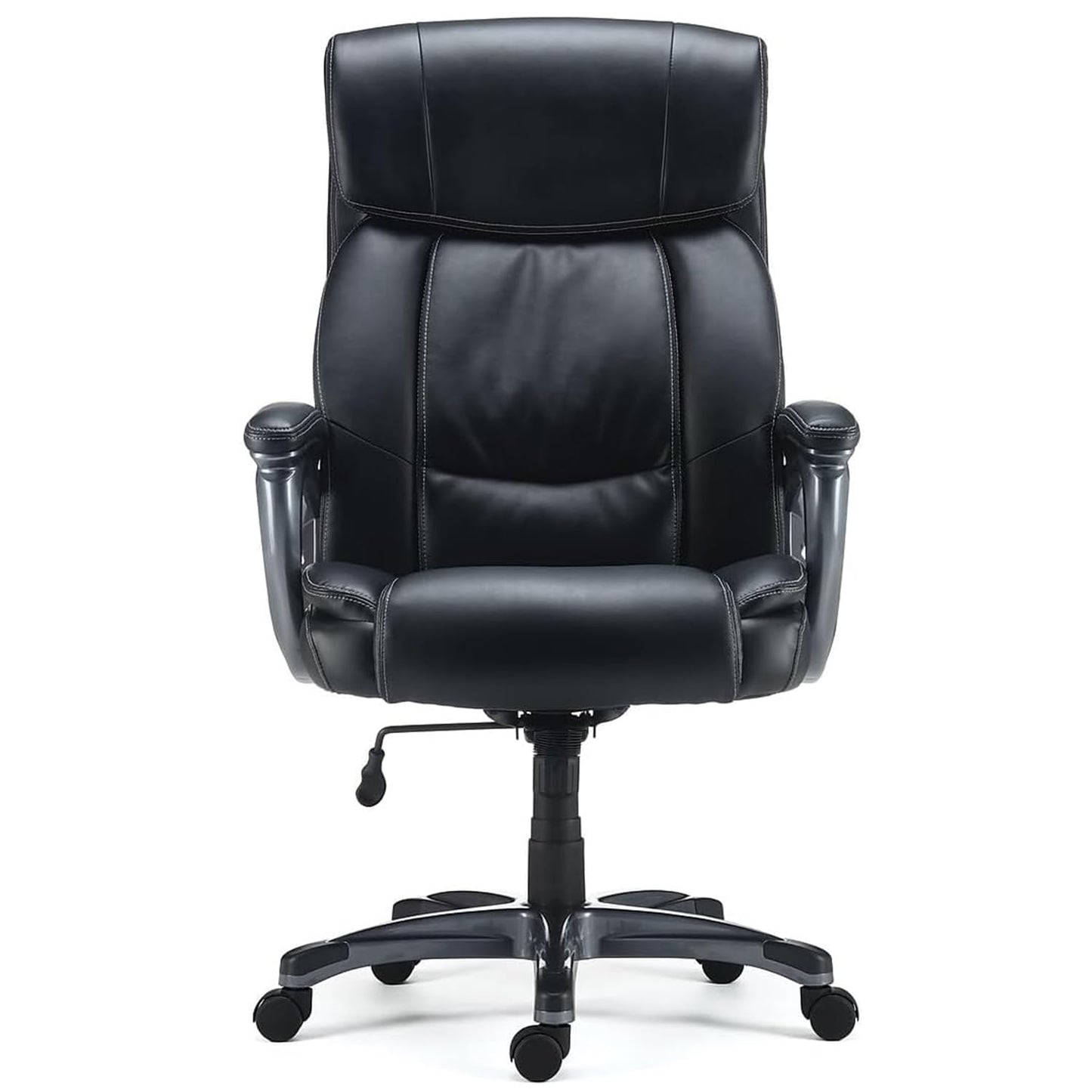 STAPLES Lockland Ergonomic Managers Office Chair, Big & Tall Cushioned, Adjustable Height, Metal Frame, Bonded Leather, for Workspace, Home, or Gaming, Black