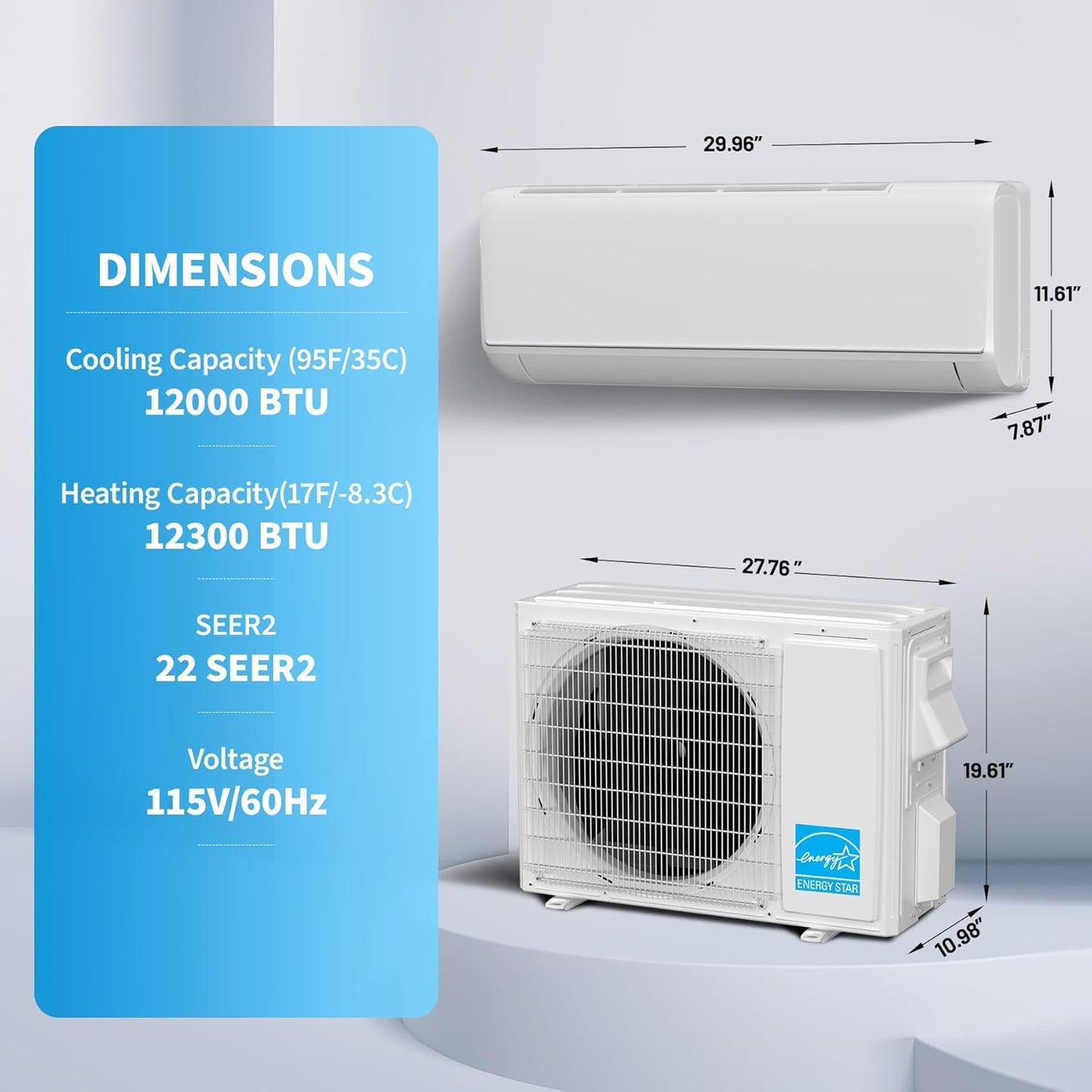Garvee Mini Split AC & Heat Pump, 12000 BTU 115V, 22 SEER2, Remote Control & APP Control, Bulit in 2.0 WiFi, Compatible with Alexa, Ultra-Quiet, Energy Efficient, Cool and Heat Room Up to 750Sq.ft