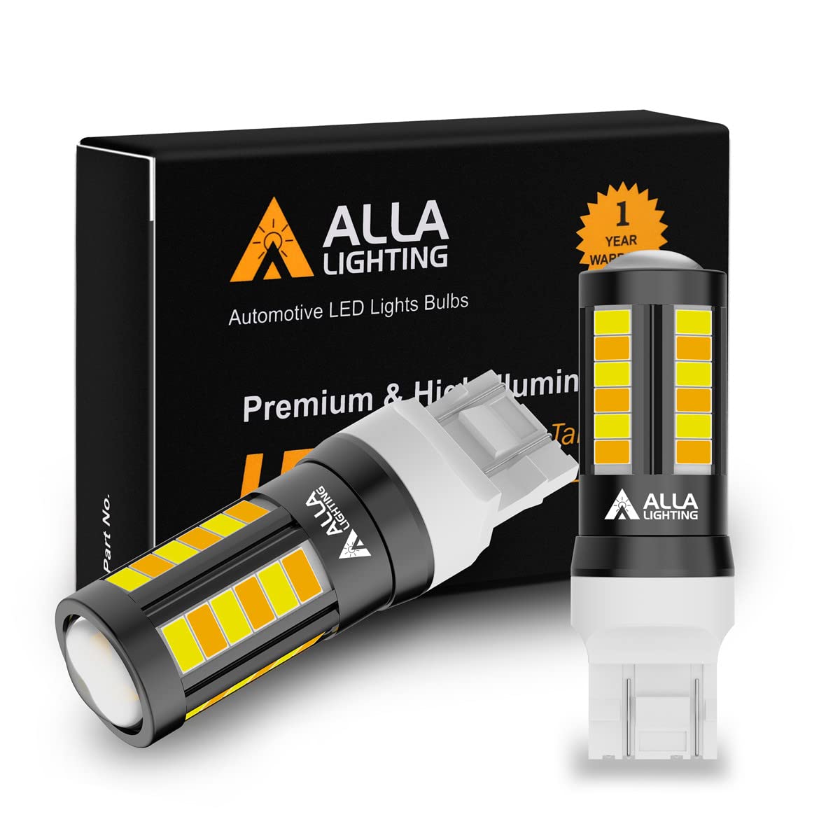 Alla Lighting 7443 Switchback LED Bulbs, Dual-Color Amber Yellow & Xenon White, T20 7443 7444, Model Alla-7443-5730+1616