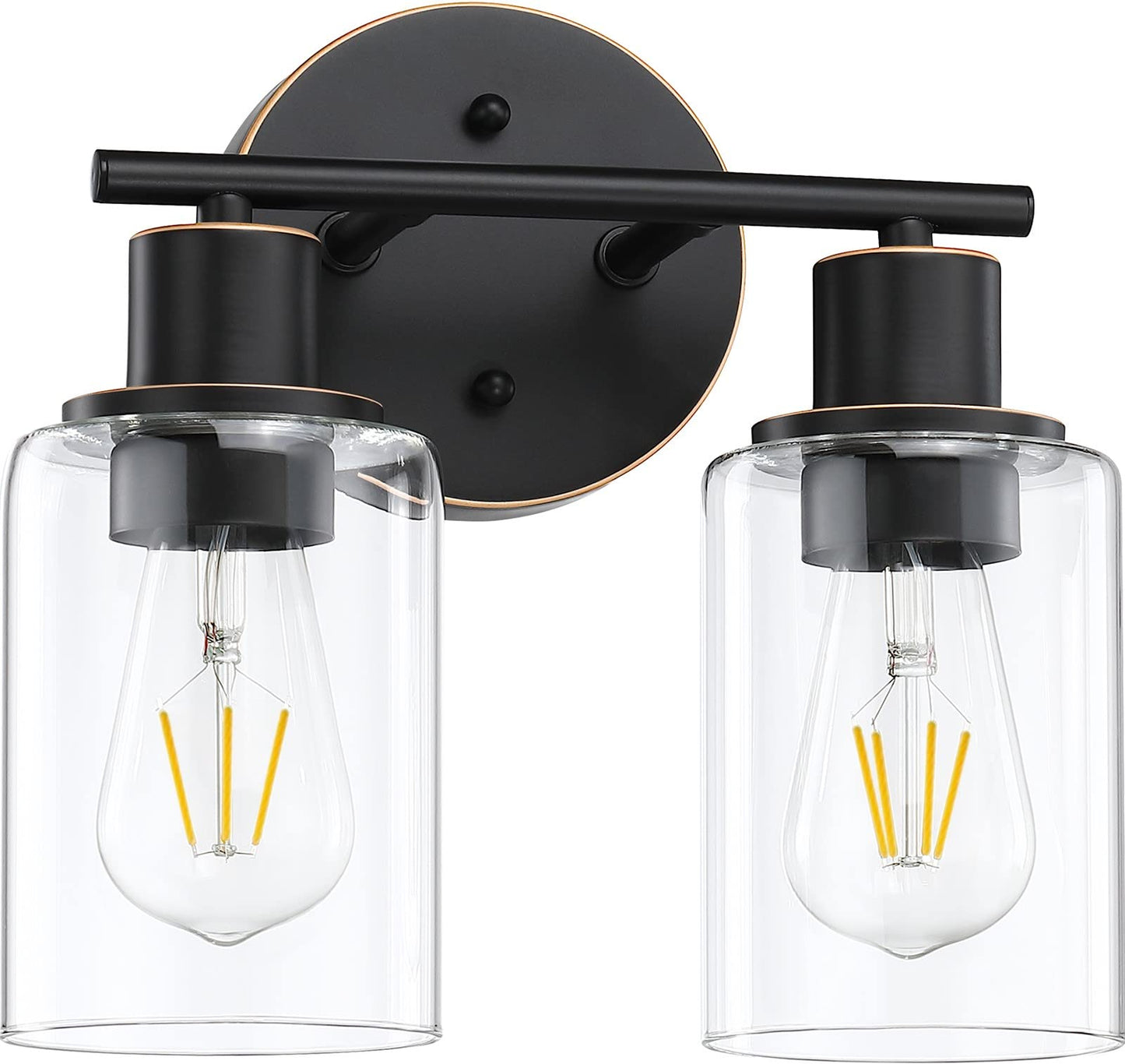 Pia Ricco 2-Light Bathroom Vanity Light Fixtures, Oil Rubbed Bronze, Glass Shades, Model 41922