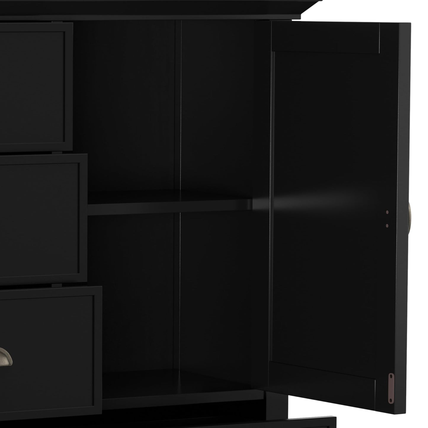 SIMPLIHOME Redmond Storage Cabinet - 39 inch Wide Solid Wood Medium Storage Cabinet in Black, Transitional Accent Cabinet for Entryway or Living Room with 4 Drawers and Cabinet Storage