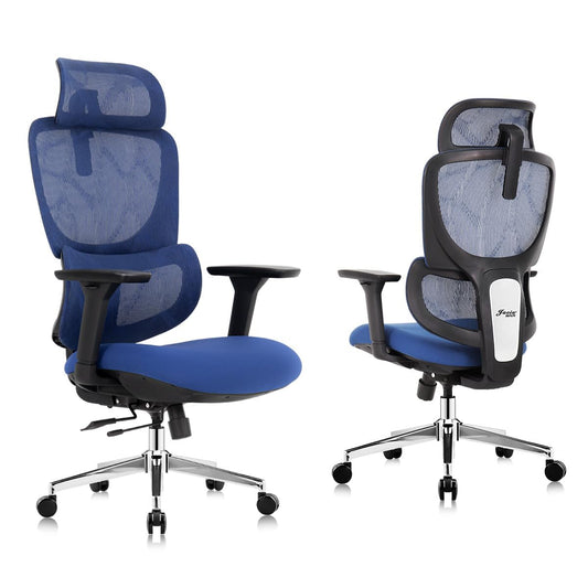 Jacia House Blue Ergonomic Mesh Home Office Chair, Big & Tall Gaming Chair - High-Adjustable Lumbar Support, 4D Armrests, 2D Headrest, 90°~135° Tilting with Lock, Swivel Desk Chairs 600lb Capacity