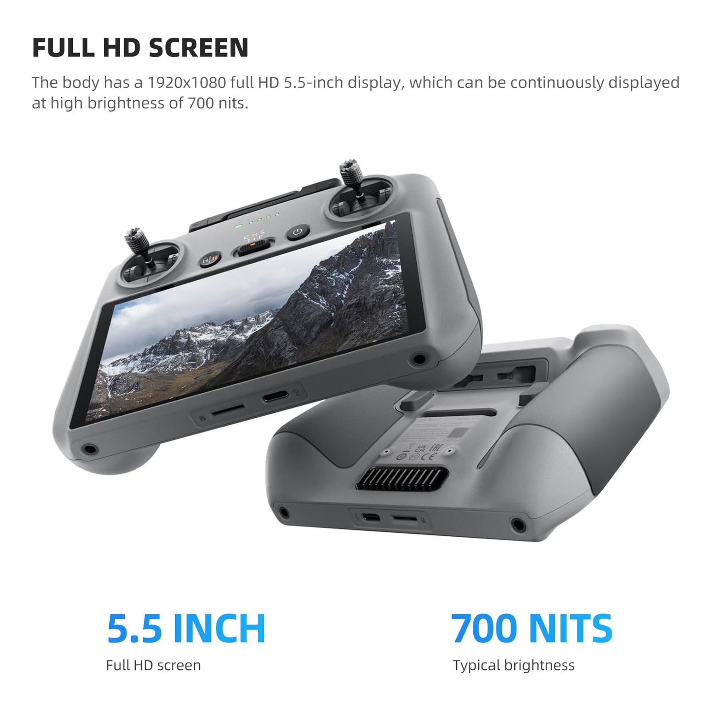 Original RC 2-Remote Control High Performance for DJI Mini 5 Pro/Mavic 4 pro/Air 3/Air 3S/Mini 4 Pro/Neo/Flip,FHD Screen Lightweight Body,20km Transmission Range for Outdoor Aerial Photography