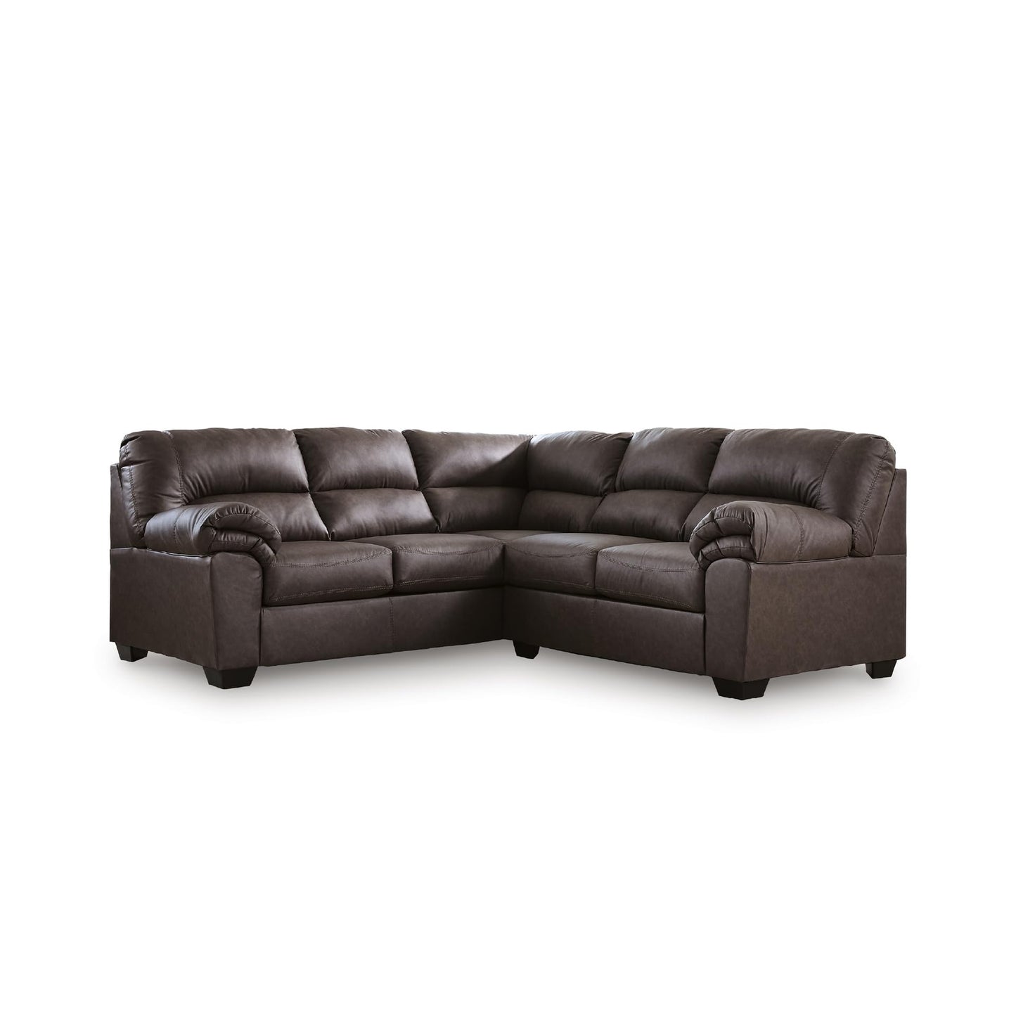Signature Design by Ashley Whitlock L-Shape Right-Arm Facing Contemporary Faux Leather 2-Piece Sectional with Removable Cushion, Dark Brown