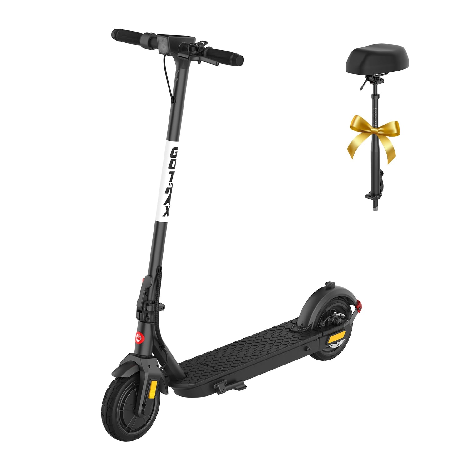 Gotrax Fusion Seat Electric Scooter for Adults, 8.5" Solid Tire Max 14 Miles Range, 15.5/18 Mph 2 Gear Speed Power by 300W Motor, Rear Double Suspension EABS&Disk Brake, Foldable Escooter with Saddle