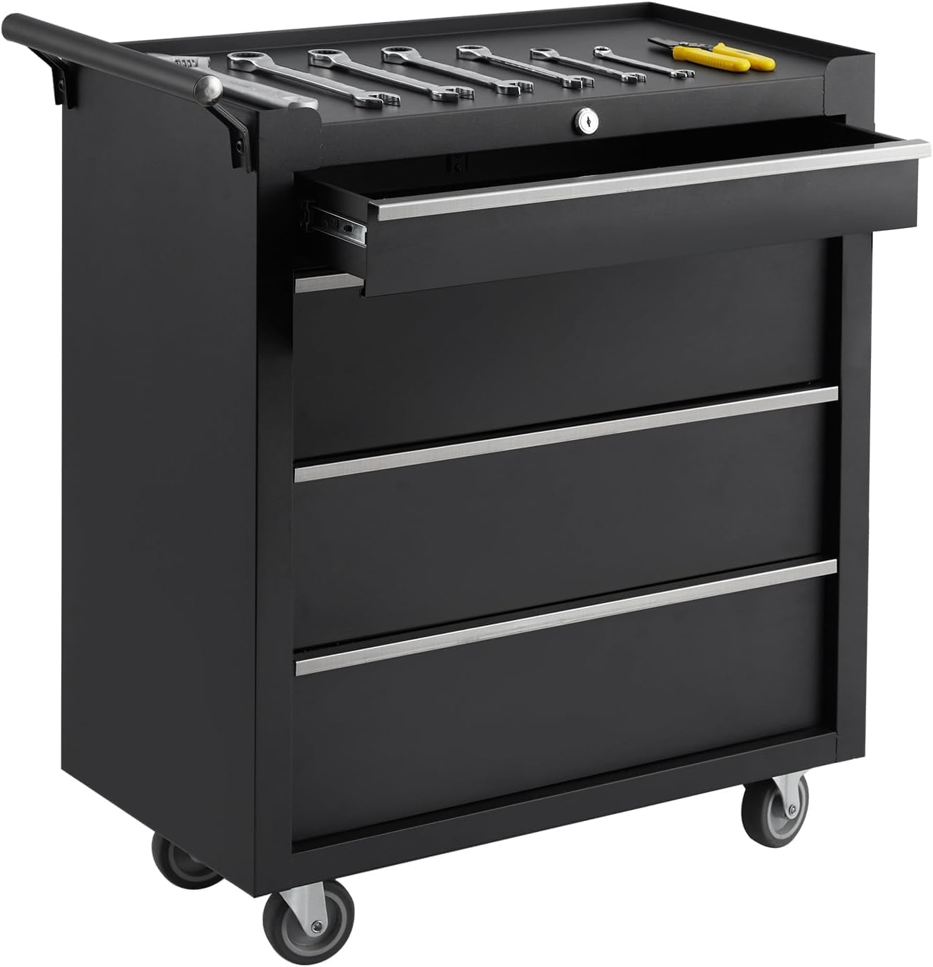 MOVECOM 4-Drawer Tool Chest Cabinet with Wheels,Rolling Metal Tool Cart with Sliding Drawers and Protective Liner for Garage,Workshop