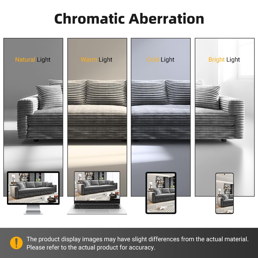 KEIKI 102.4" Sectional Couches, Modern Comfy Upholstered Sofa Cloud Couch, Deep Seat 4 Seat Sofa Set with Soft Pillows for Living Room Bedroom,Apartment,Office, Grey