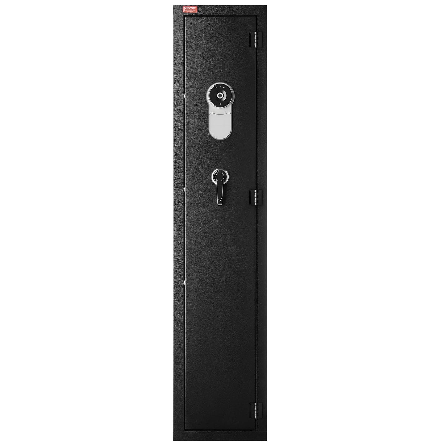 VEVOR Gun Safe, Heavy Duty Cold-Rolled Steel Rifle Cabinet with Fingerprint & Key, Large Long Gun Cabinet with Magazine and LED, Adjustable Racks for Rifles, Pistols, Shotgun(Assembly Required)