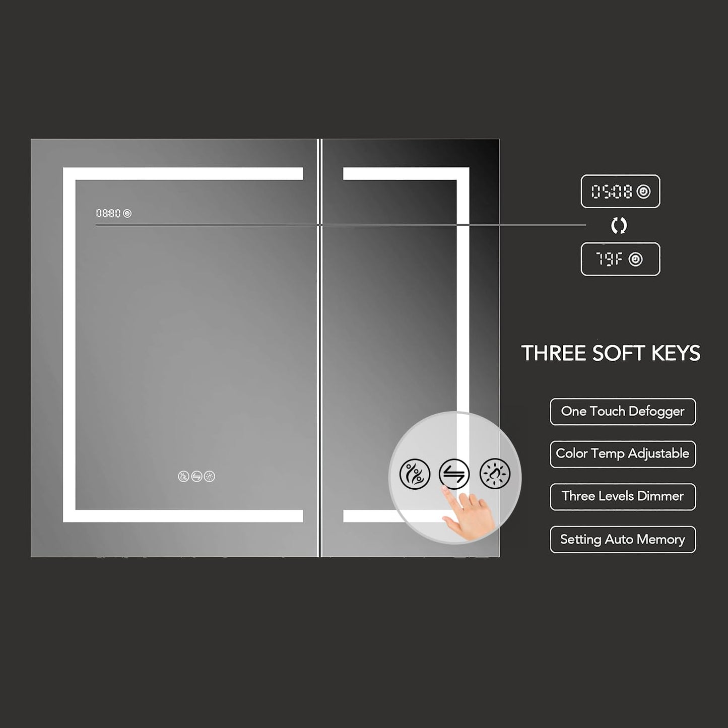 Blossom 36 Inch Recessed LED Medicine Cabinet with 3X Makeup Mirror - Smart Lighted Mirror with Outlets & USB Port - Fogless Bathroom Storage - Blum 170° Soft-Close Doors - Copper-Free Silver