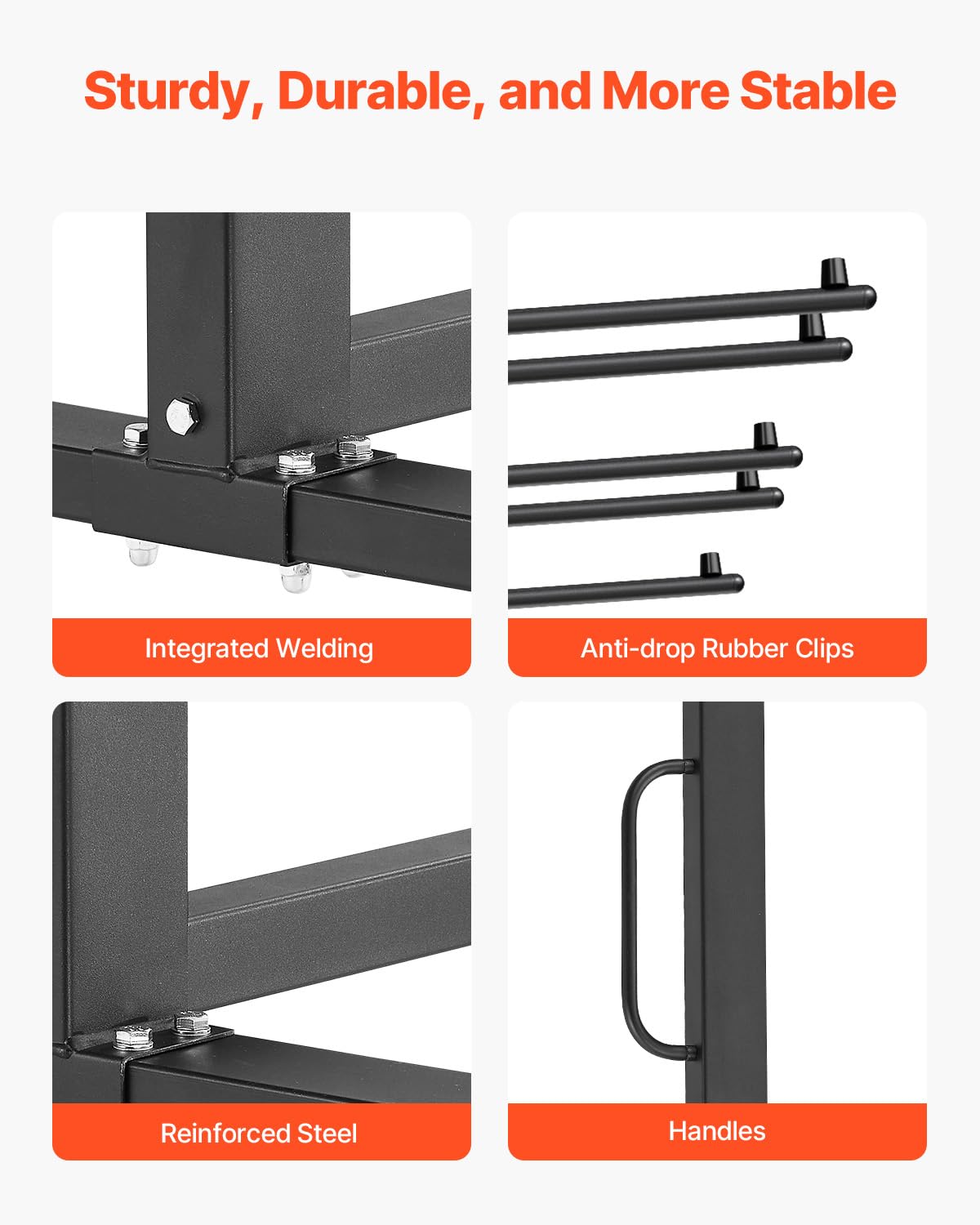 VEVOR Folding Chair Rack, 400 LBS Capacity, Heavy-Duty Chair Cart for 42 Chairs or 12 Tables, Multi-Function Chair Storage Dolly with Rubber Wheels and Holders, Large Chair Holder, Matte Black