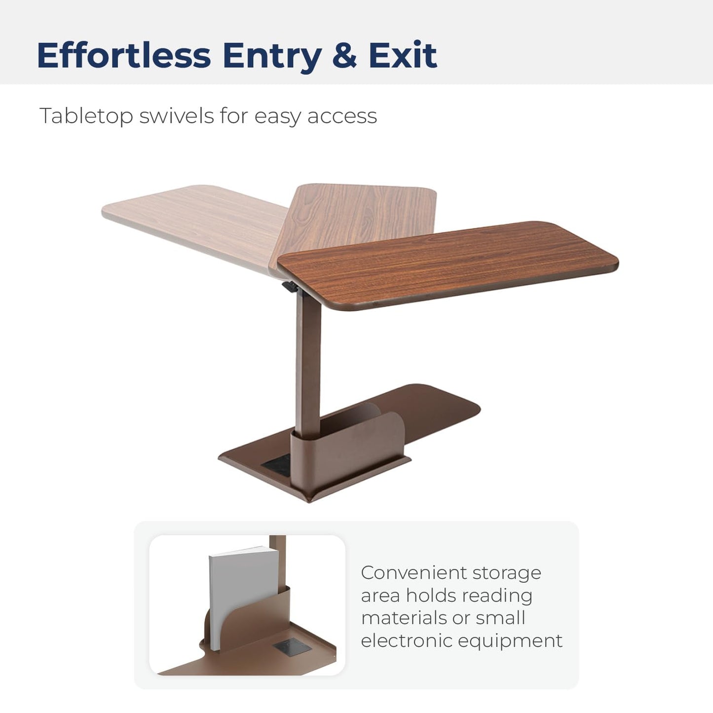 Drive Medical 13085LN Left Side Seat Lift Chair Overbed Table, Walnut