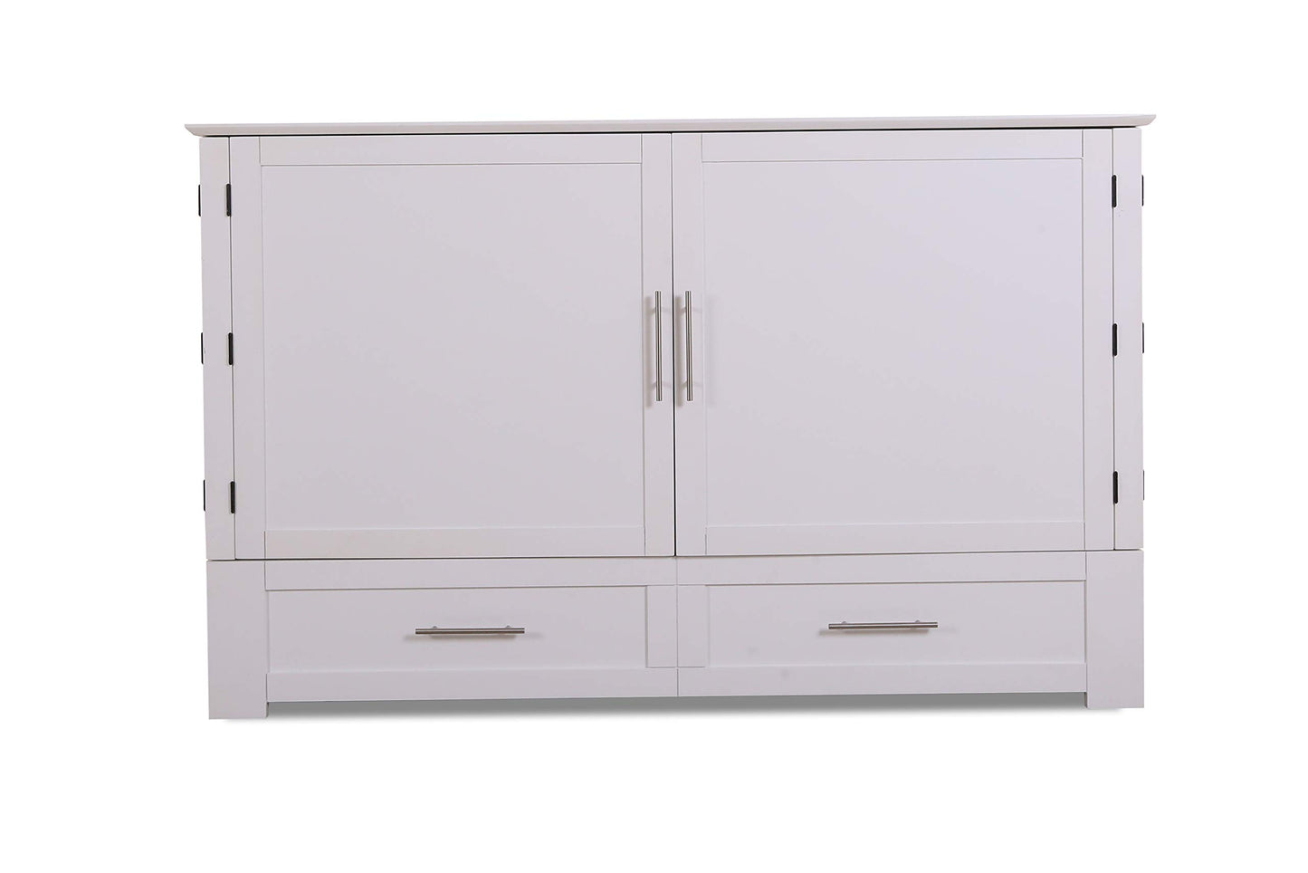 Mega Solutions Emurphybed Daily Delight Murphy Cabinet Chest Bed with Charging Station 6 Inch, (Queen, White)