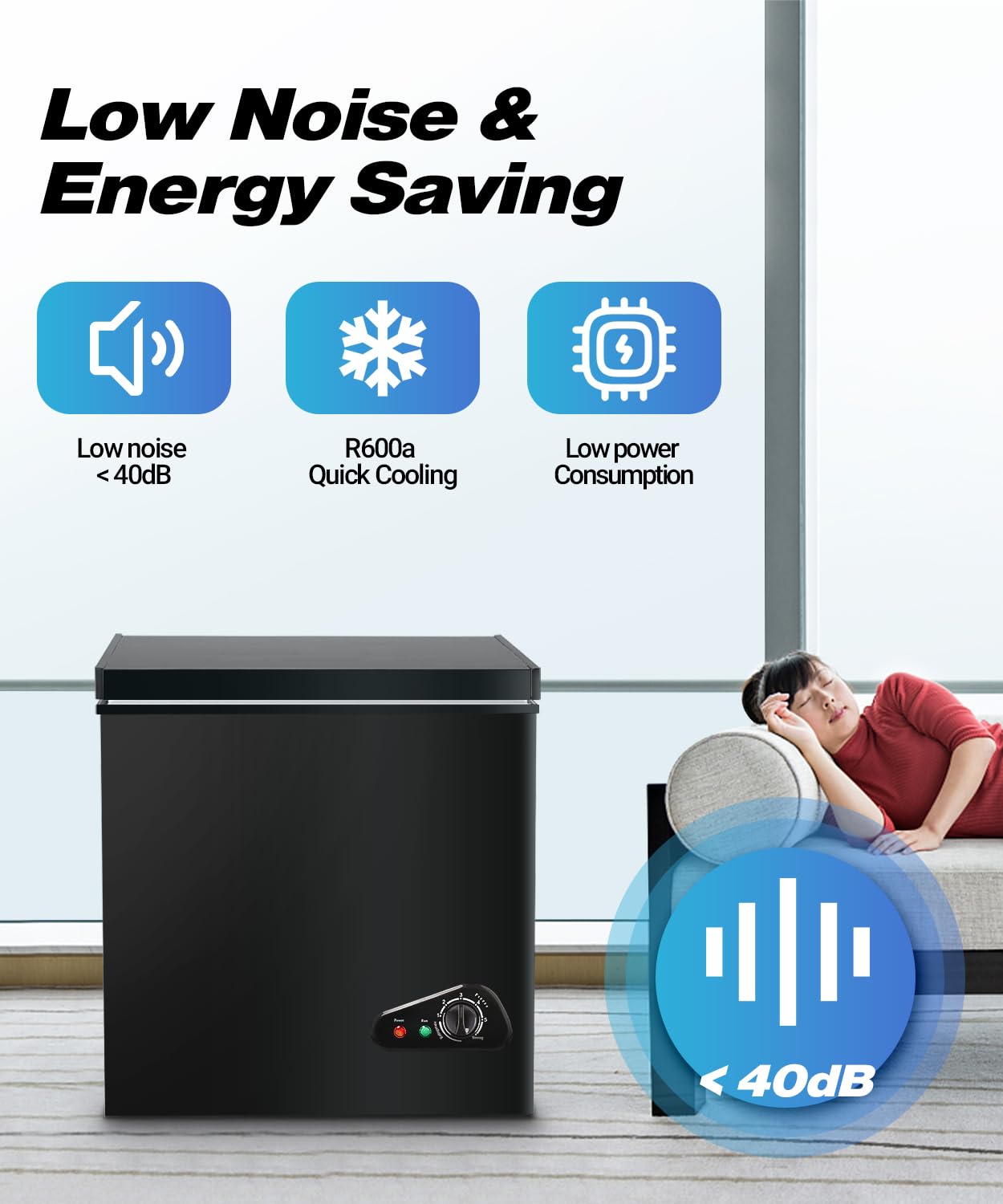 7.0 Cu.ft Chest Freezer, Top Open Door Deep Freezer with 7 Adjustable Thermostat (-18°F to 50°F), Compact Freezer with Removable Basket for Home/Garage/Office, Black