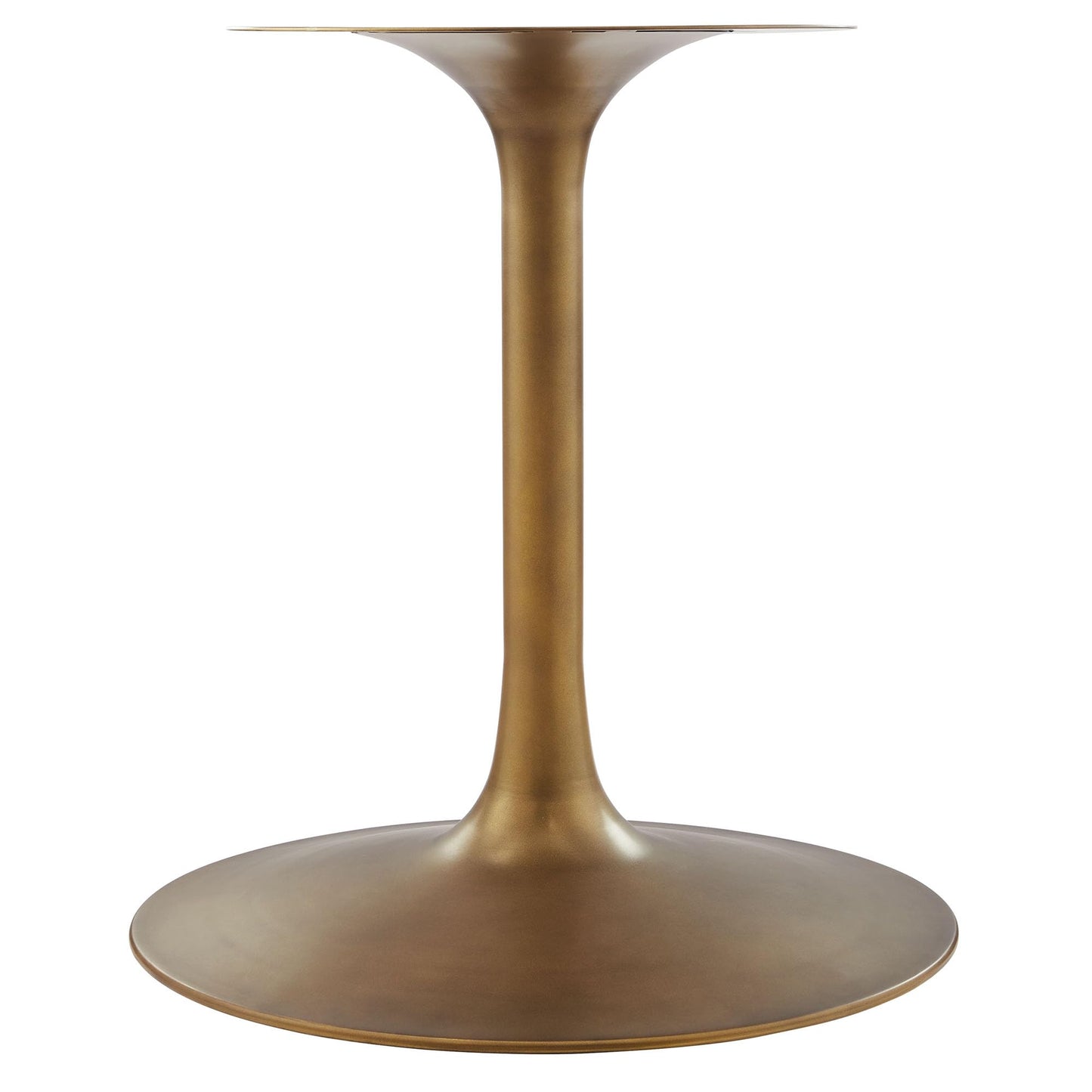 Modway Lippa 48 Inch Round Wood Dining Table with Metal Pedestal in Brass Walnut - Modern Industrial Dining Table for 4 People - Solid Wood Tulip Kitchen Table