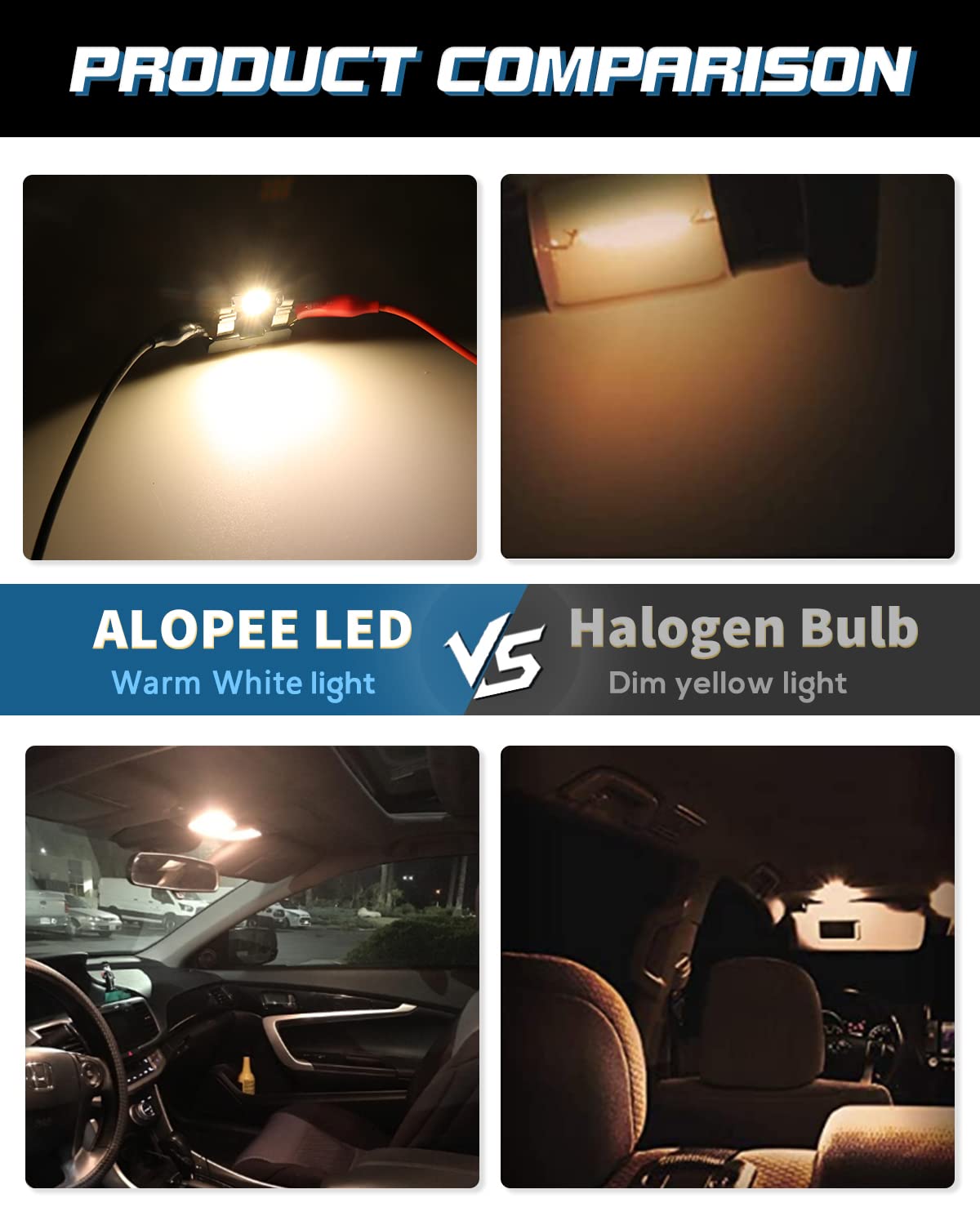 Alopee 6418 LED Bulb Dome Light 36mm Soft White 3000K Non-Polarity Error Free Model AM-3020-6SMD-WW-36MM