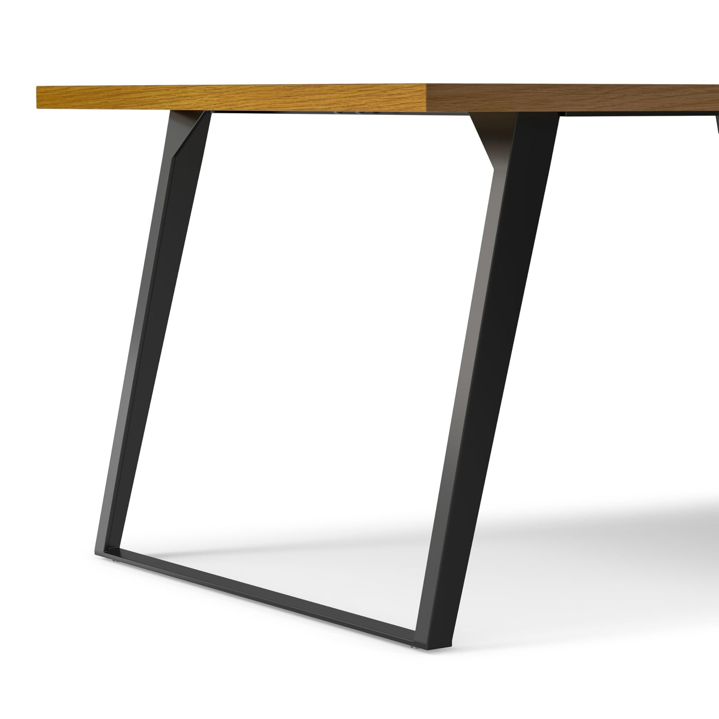 SIMPLIHOME Lowry Dining Table - 66 inch Wide Solid Wood Oak Veneer Table, Modern Industrial Style for Dining Room or Kitchen with Angled Graphite Grey Powder-Coated Iron Legs and Thick Top, Seats 6