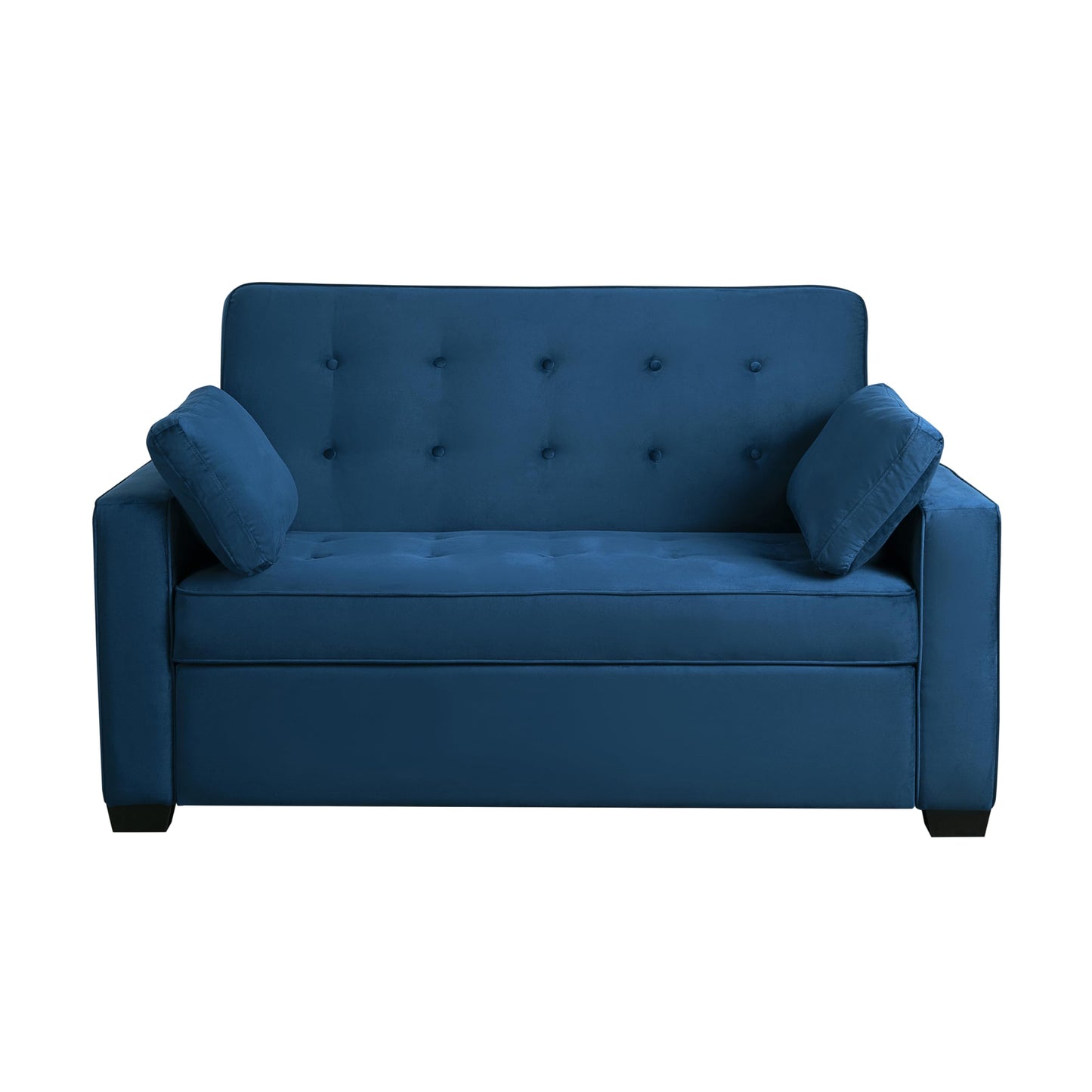 Serta Ainsley 66.5" Convertible Sleeper Loveseat, Full Size, Dreamcoil Comfort, Soft Velvet Fabric, Navy