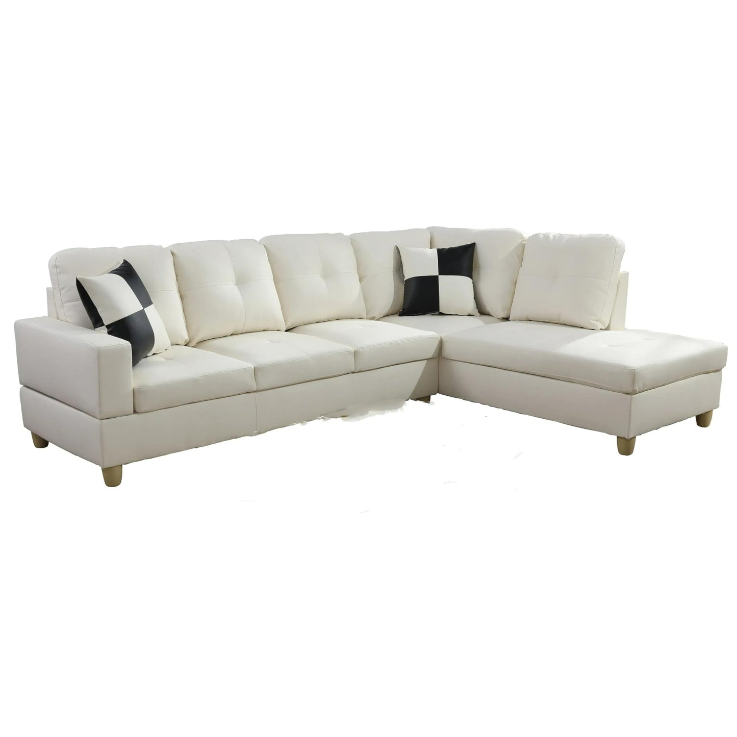 NicBex Sectional Couches for Living Room 2-Piece Modern Sectional Sofa with Right Chaise Classic L-Shape Sectional Couch Leather Upholstered Sofa Couches for Living Room, Office, Bright White