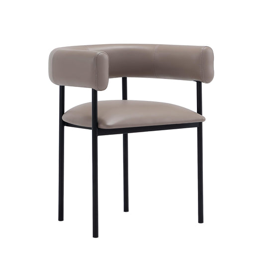 Manhattan Comfort Onda Dining Chair Upholstered in Vegan Leather, Metal Frame with Wraparound Backrest, Modern Seating for Kitchen Counter and Table, Taupe
