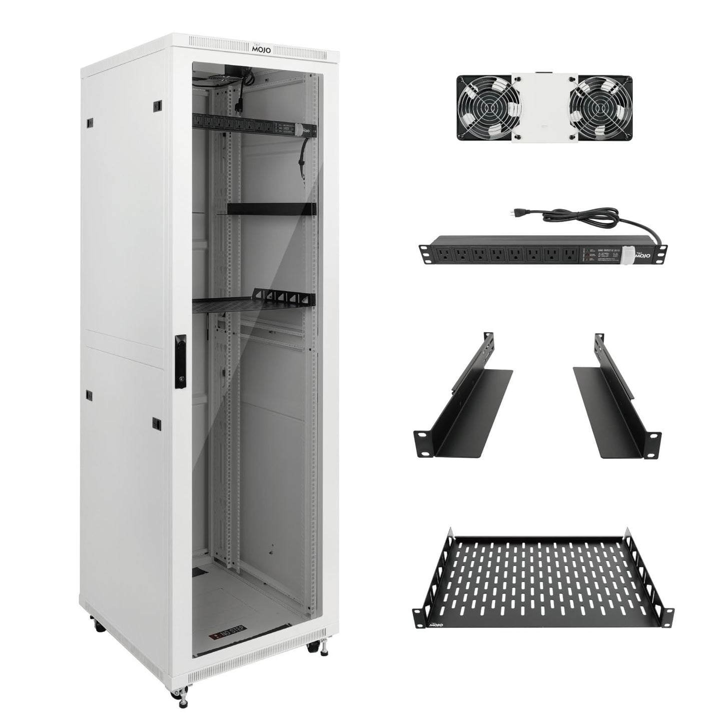 Tecmojo 42U Server Rack Network Cabinet 31.5" D x 23.6" W, Locking Data Cabinet Enclosure for 19" Server, Networking, AV & IT Equipment, Glass Door, White
