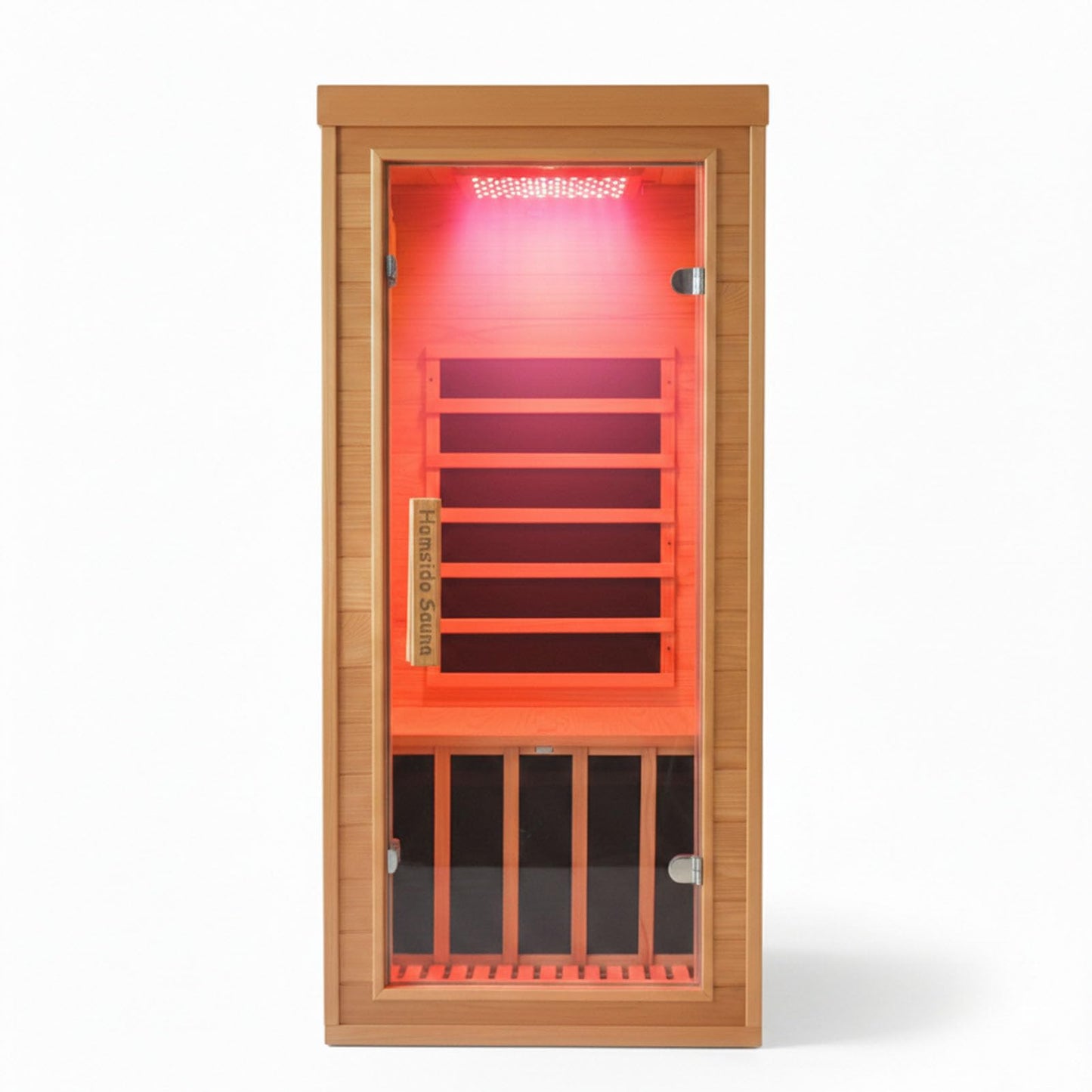 Homsido Red Light Therapy Infrared Sauna for Home – 1300W 110V 1-Person Indoor Wood Sauna w/Carbon Crystal Heaters, Red Light Lamp, Post-Workout Recovery & Spa Relaxation, Gift for Women Men