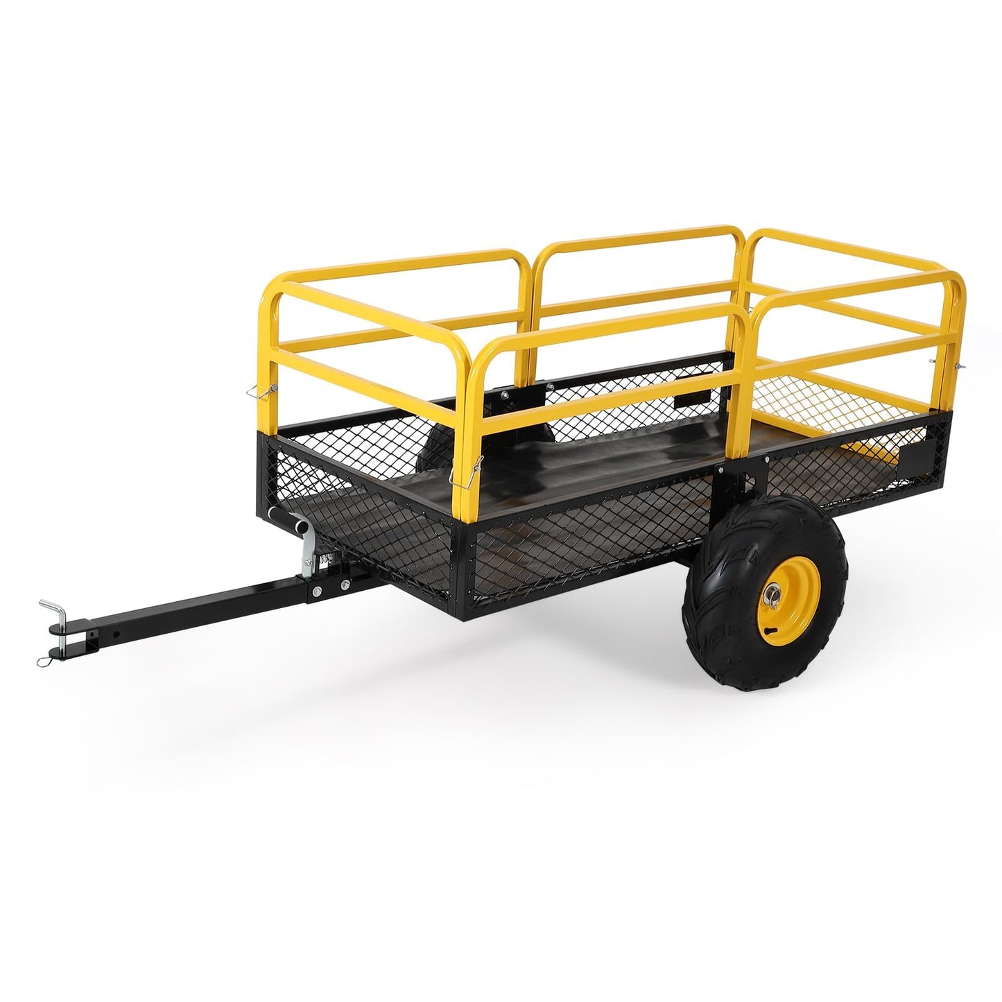 22 Cu.Ft 1600Lbs Steel ATV UTV Trailer Tow Behind Dump Cart, Heavy Duty Pull Behind Utility Dump Trailer for Lawn Mower Trailer Tractor Garden Yard with Removable Rear Panel