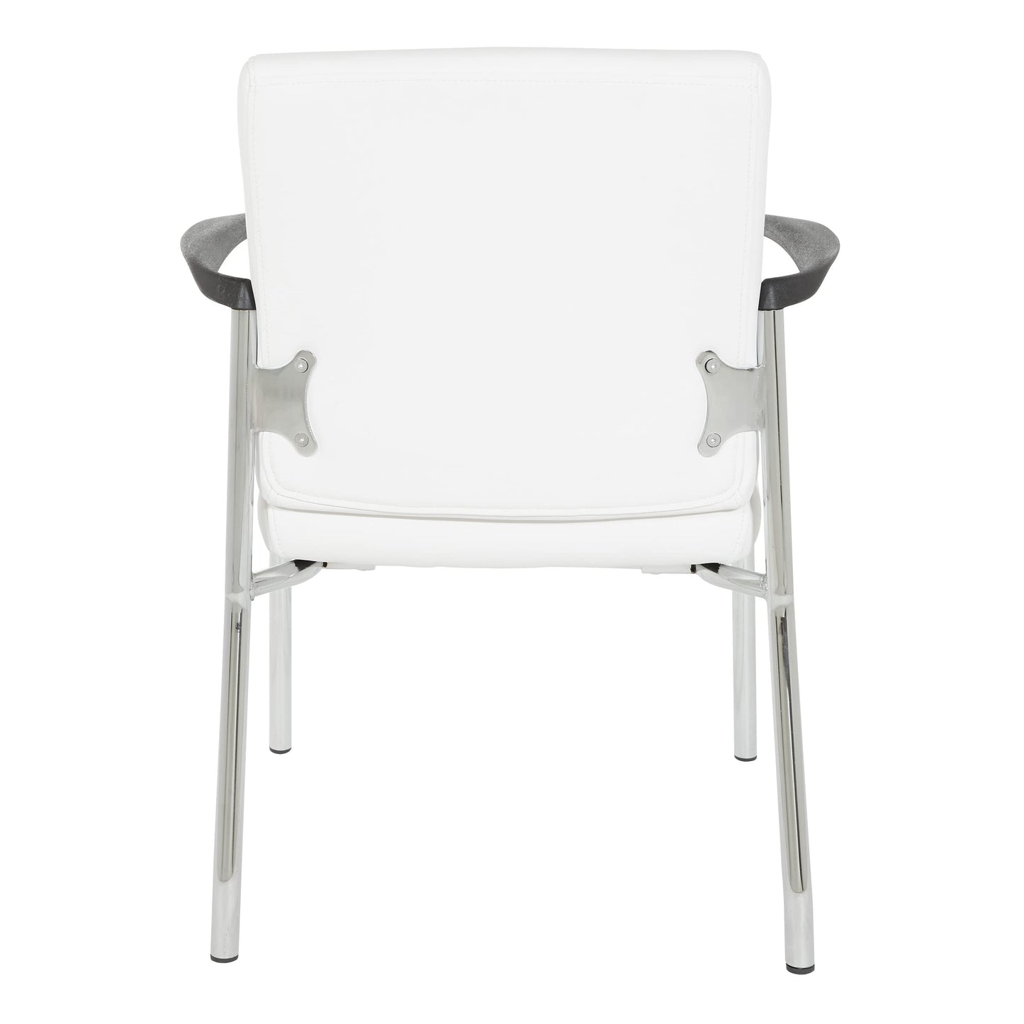Office Star FL Series Faux Leather Padded Guest Chair with Built-in Lumbar Support, White with Chrome Frame