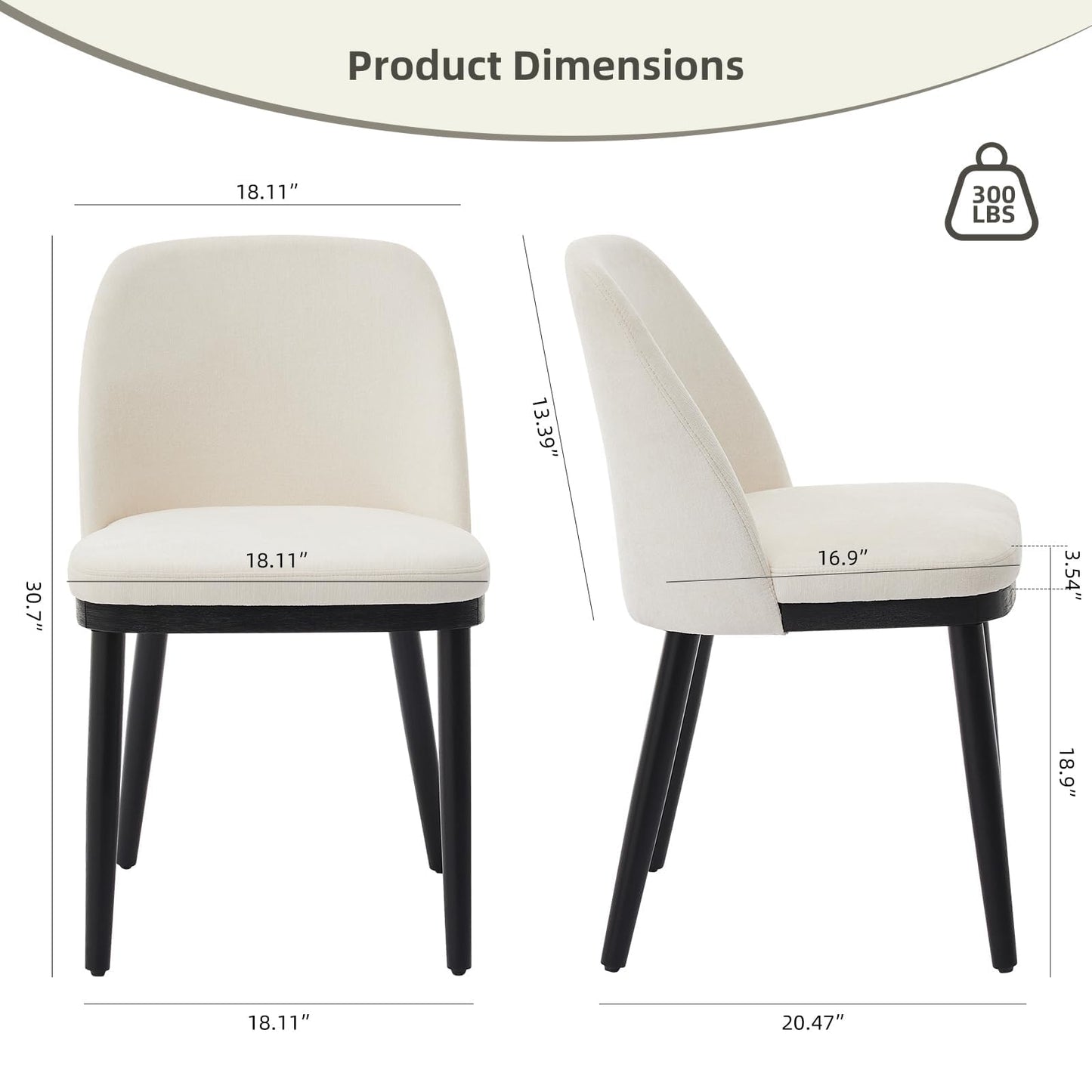 Garvee Upholstered Dining Chairs Set of 6, Modern Fabric Kitchen Chairs with Back and Wood Legs, Dining Room Chairs for Dining Room Restaurant Cafe, Beige