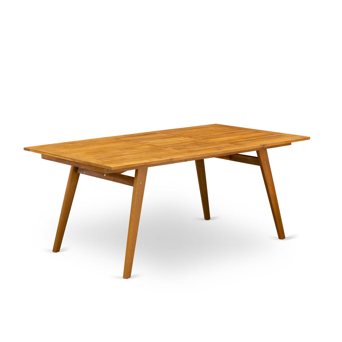 East West Furniture DEBS72CANA 7 Piece Patio Bistro Dining Set Consist of a Rectangle Outdoor Acacia Wood Table and 2 Folding Arm Chairs with 4 Side Chairs, 40x72 Inch, Natural Oil