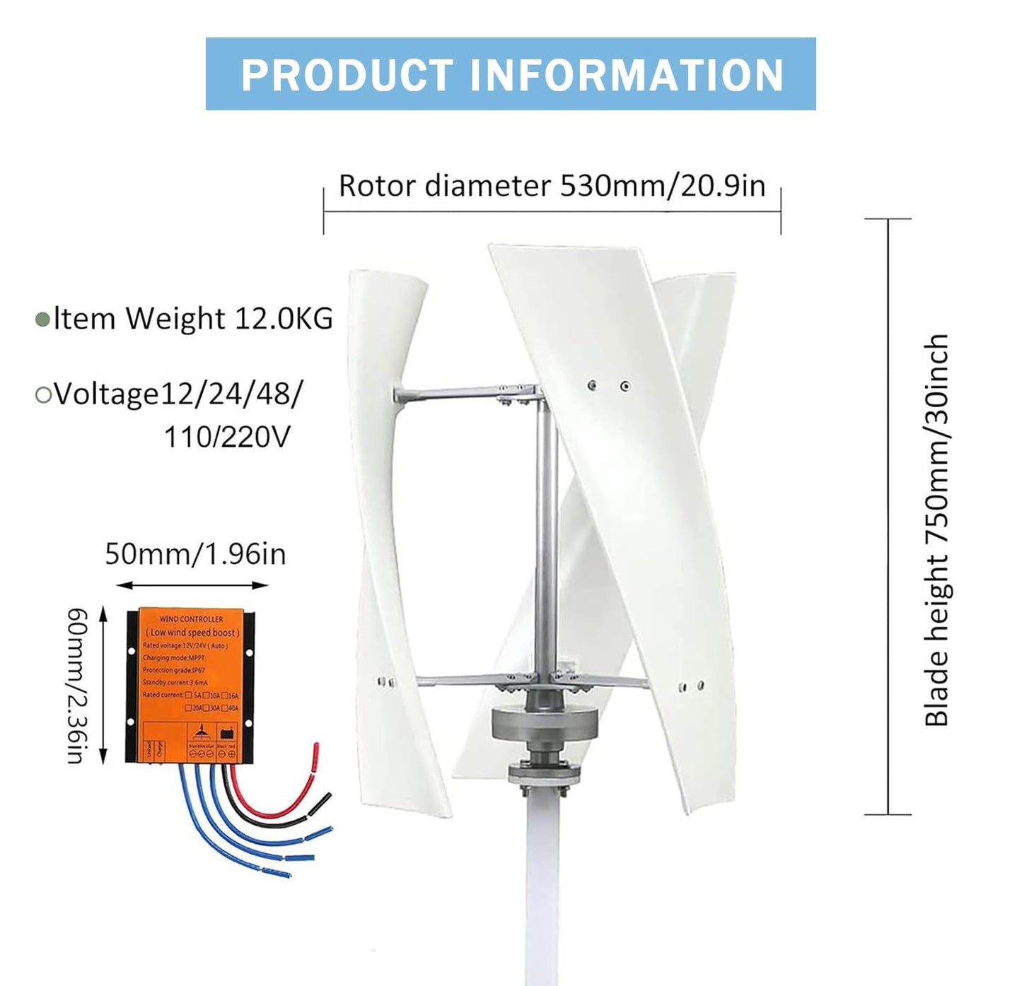 18000W Vertical Wind Turbine Generator Kit for Home & Business - Powerful 48V Windmill with Controller for Industrial Energy Supply - Eco-Friendly Renewable Energy Solution