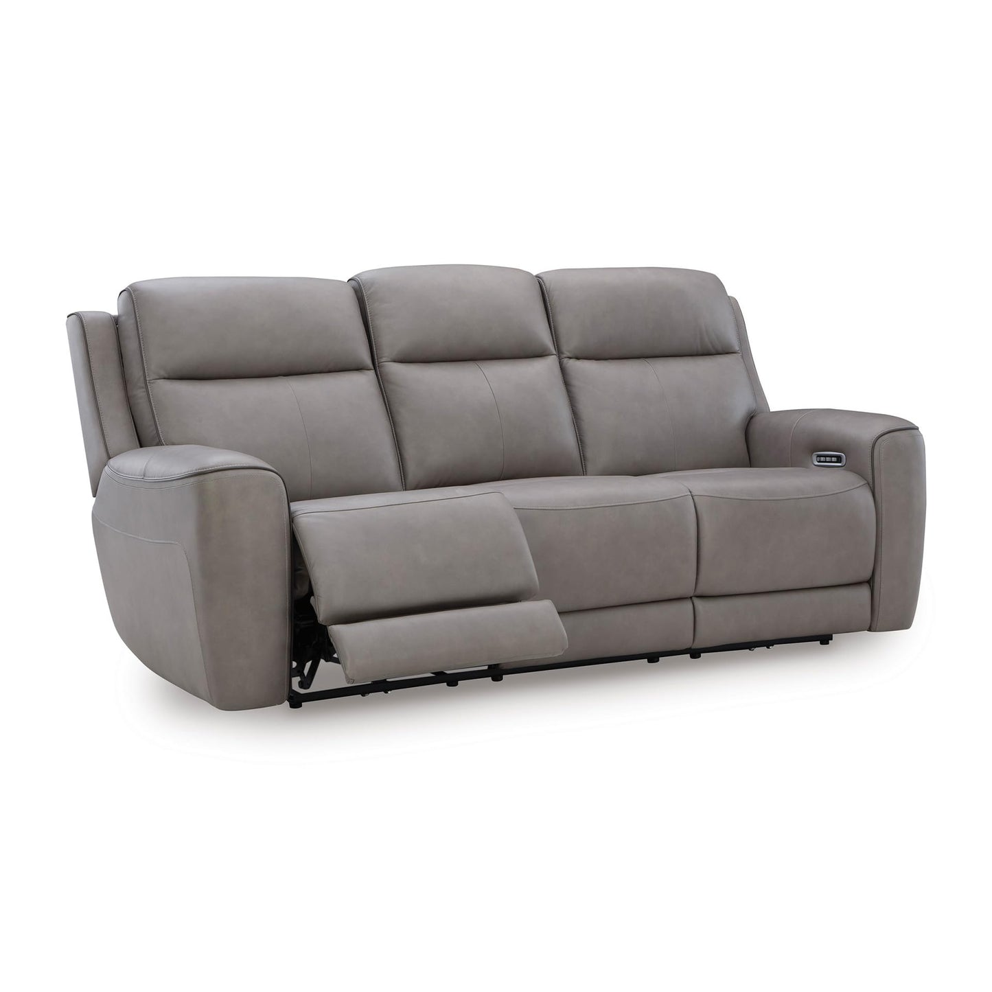 Signature Design by Ashley 5Z-Dreamlight Modern Leather Match Power Reclining Sofa with Drop Down Table, Massage System and Adjustable Headrest, Gray