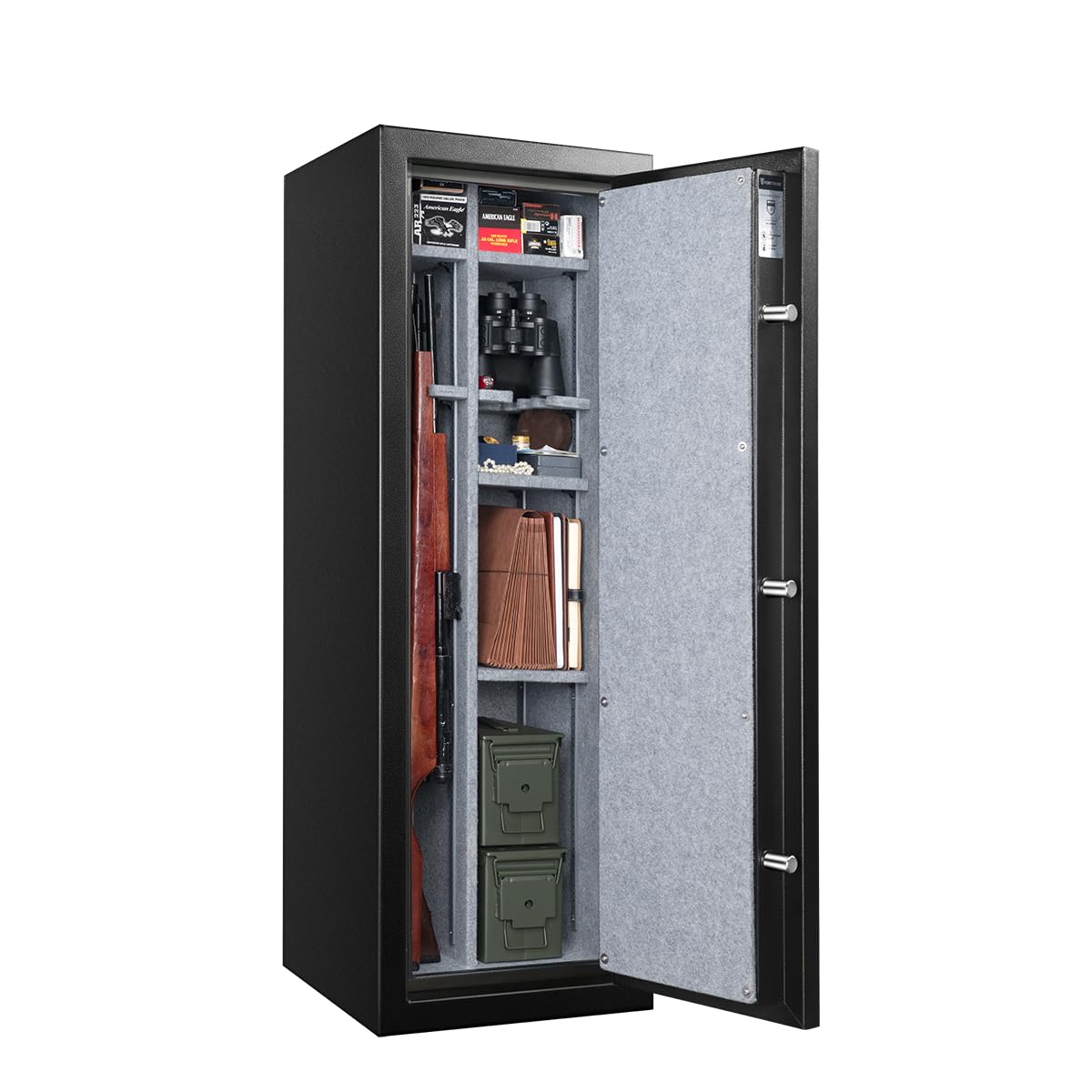 Fortress 14-Gun Fireproof Safe with Combination Lock, Black | 14-Gun with Combination Lock