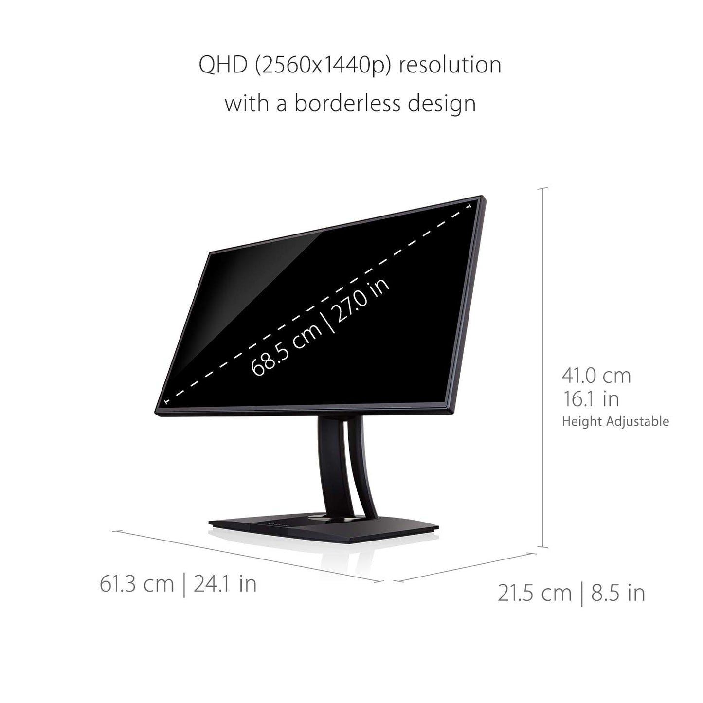 ViewSonic VP2768A 27 Inch 1440p ColorPro Monitor, IPS Display with 100% sRGB and Pantone Validated for Professional Photo Editing, Advanced Ergonomics, 90W USB-C, HDMI, and DisplayPort Daisy Chain