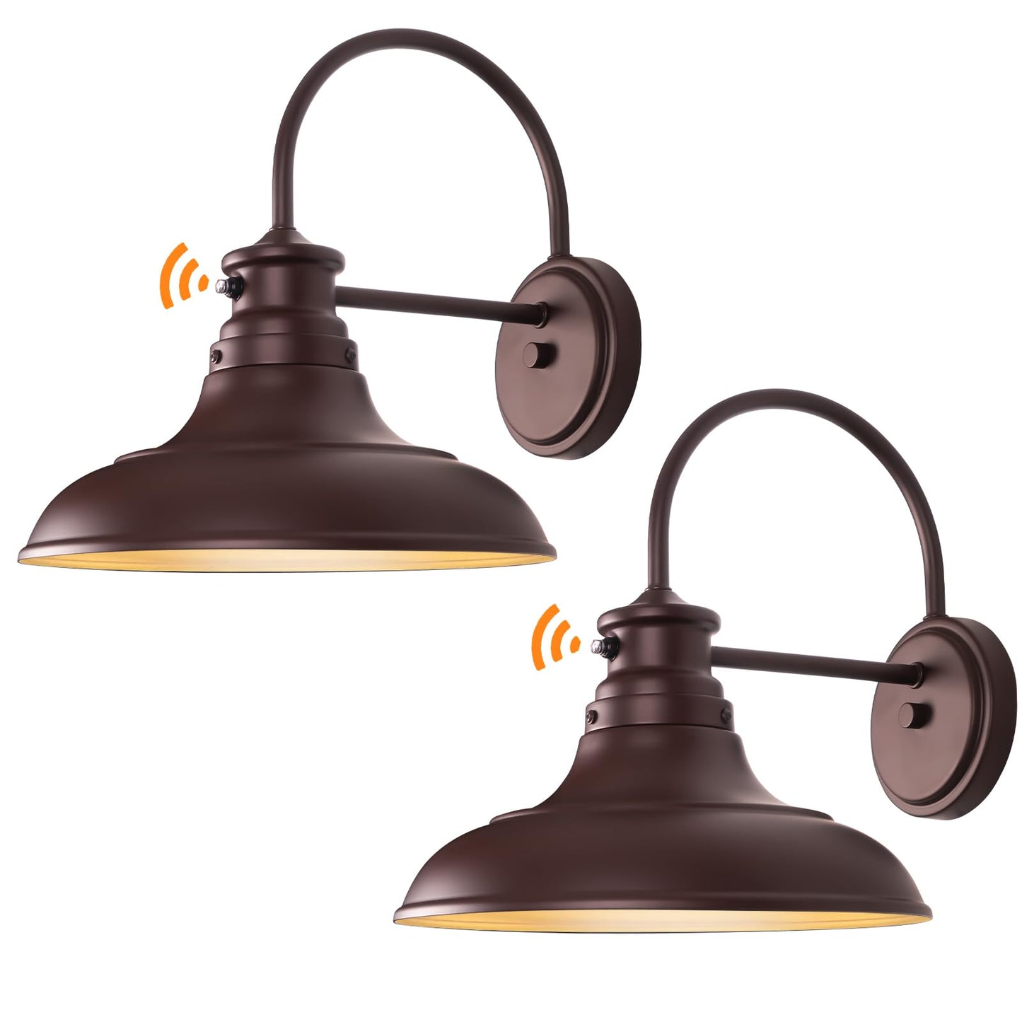 Yolsunes Oil Rubbed Bronze LED Outdoor Barn Lights, 12in Gooseneck Wall Fixture, 2 Pack, 13W 2700K