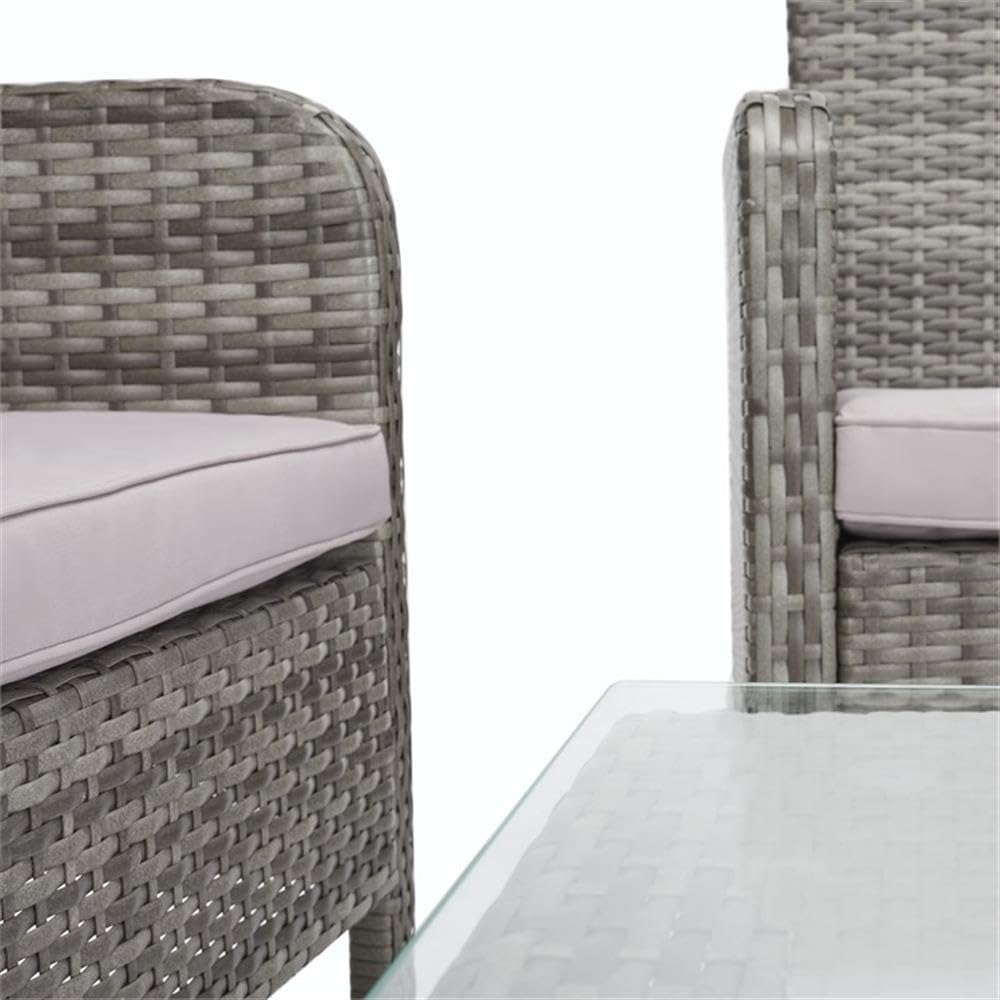 SAFAVIEH PAT7505B Collection Aboka Grey 4-Piece Outdoor Living Patio Set