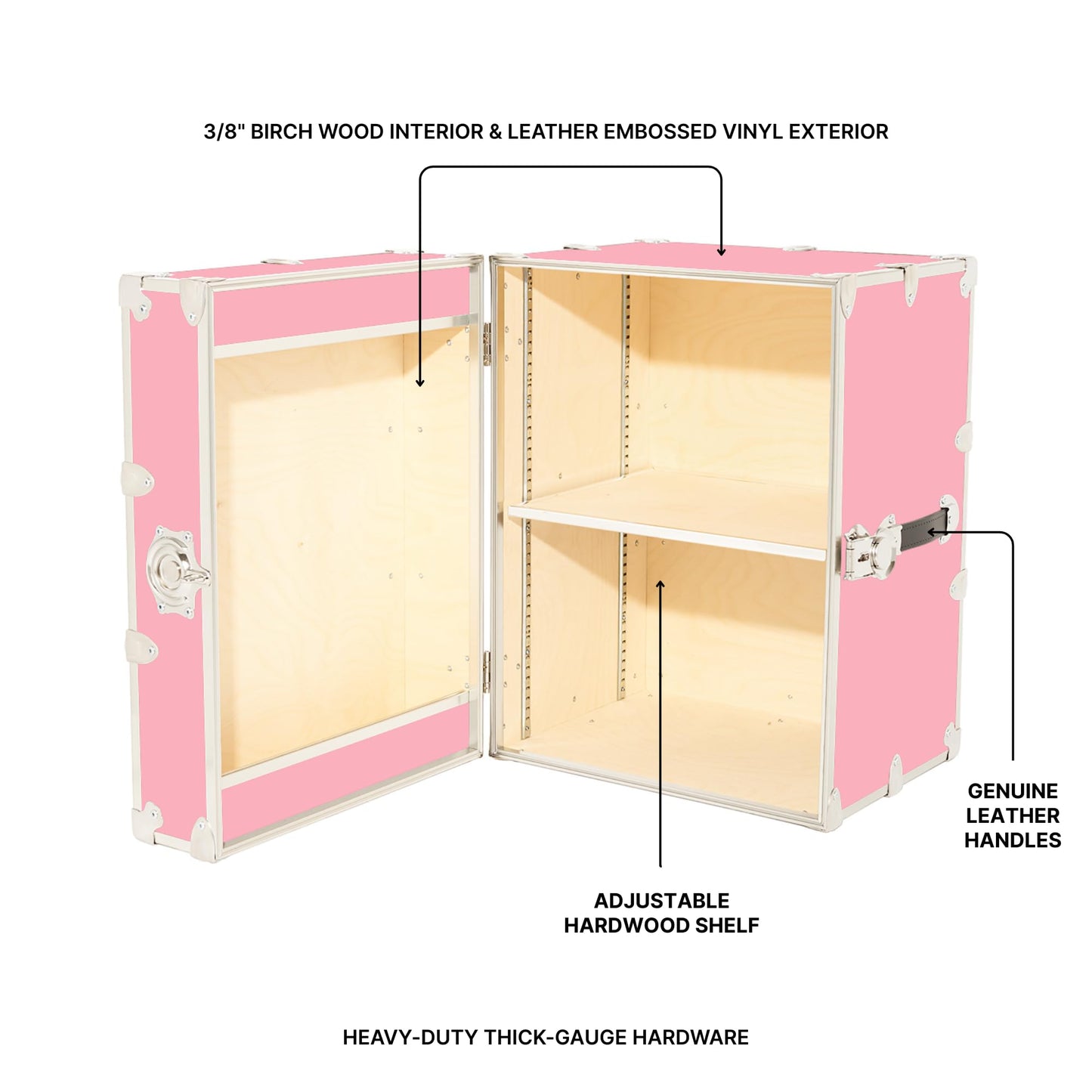 Rhino Trunk & Case Bedside Cube – 18"x18"x24" Vertical Storage Trunk with Adjustable Shelf – Bedroom Nightstand, College Dorm Storage, End and Side Table, Office Cabinet – Strong Furniture – USA-Made