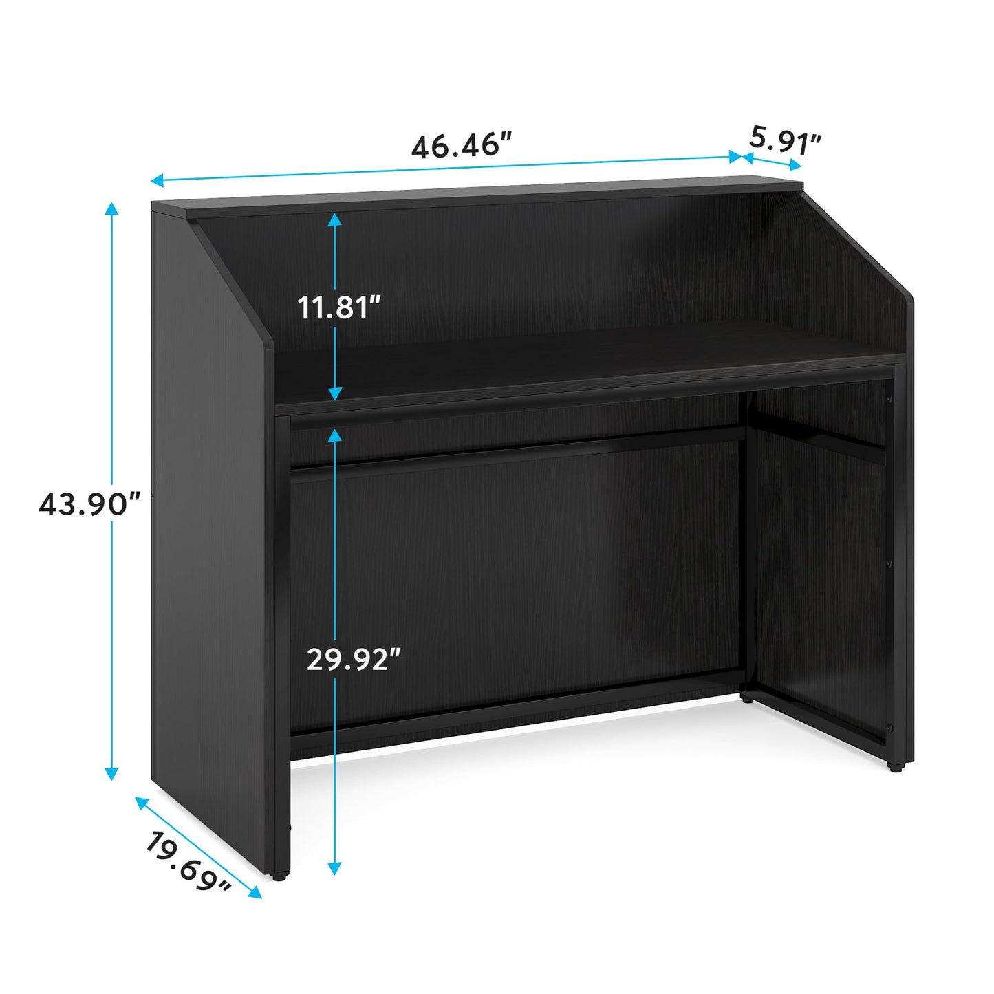 Tribesigns Reception Desk with Counter, Modern Front Desk Reception Room Table with Cable Grommet, 47 inch Retail Counter for Checkout, Lobby, Beauty Salon, Home Office Desk, Black