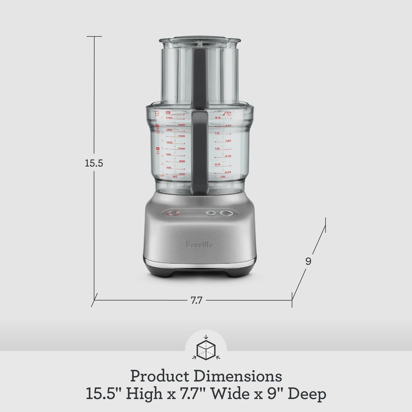 Breville BFP610 Sous Chef 9 Cup Food Processor, Small, Brushed Stainless Steel