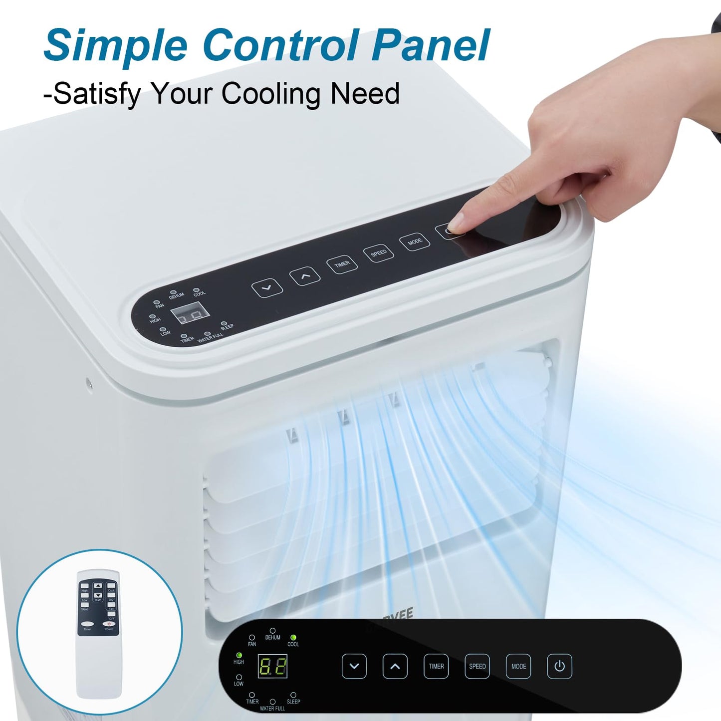 Garvee 10000BTU Portable Air Conditioner 3 in 1, Quiet AC Unit with Fan & Dehumidifier Up to 450 sq.ft, 24H Timer&LED Display, Remote, Window Kit, for Bedroom/Office/Dorms/Apartment
