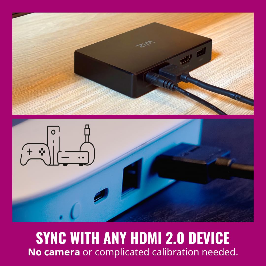 WiZ Connected HDMI Sync Box - 4K 60Hz, RGBIC LED Strip, Multicolor, for 75-85 Inch TVs, Model 640078