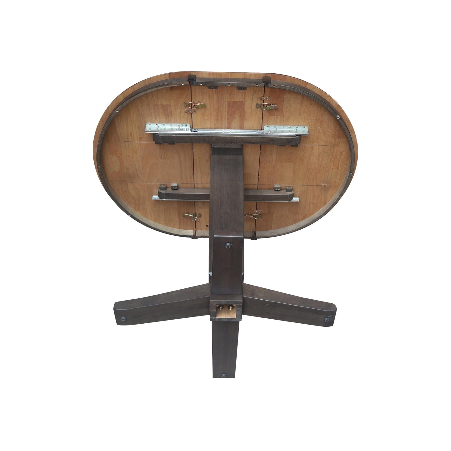 IC INTERNATIONAL CONCEPTS 36" Solid Wood Round Top Pedestal Dining Table with 12" Leaf - 36.1" H