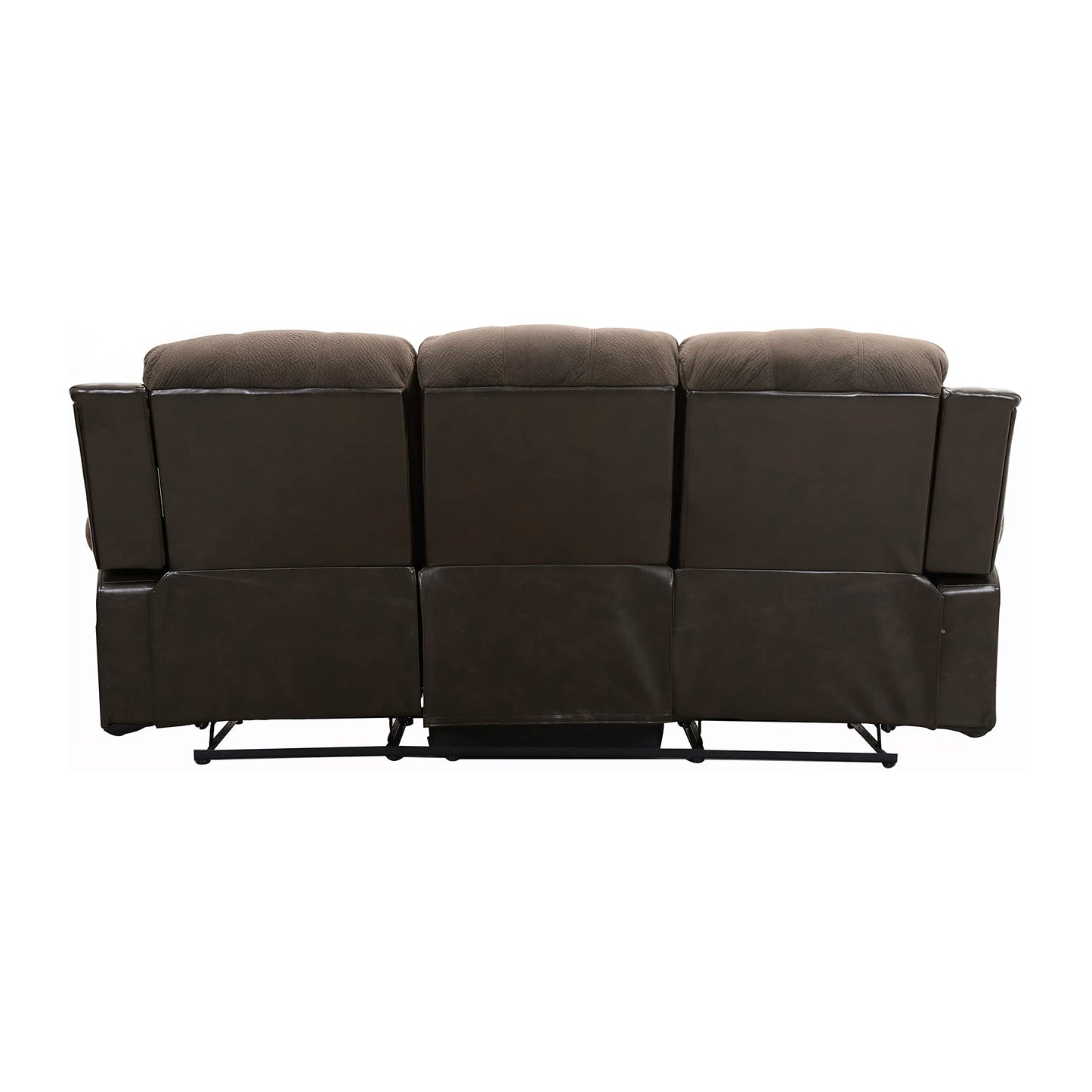 Homelegance Manual Double Reclining Sofa, Textured Microfiber Match Faux Leather Wall Hugger Recliner Sofa, High Density Foam Over Pocket Coils, for Living Room/Apartment, Brown